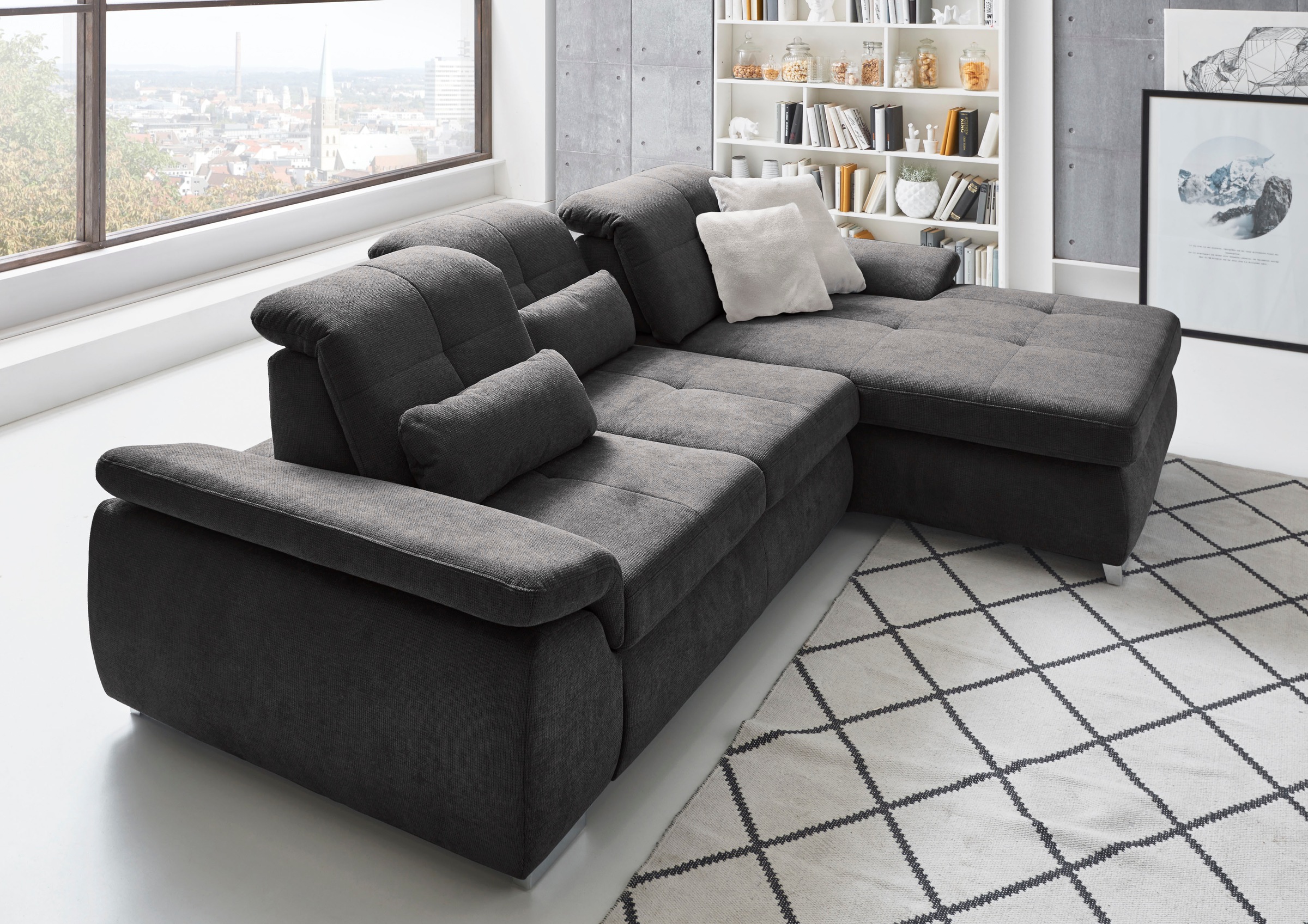 Die PlanBar Ecksofa "MP-IN16037 L-Form mit Federkern-Polsterung" mit Sitzti günstig online kaufen