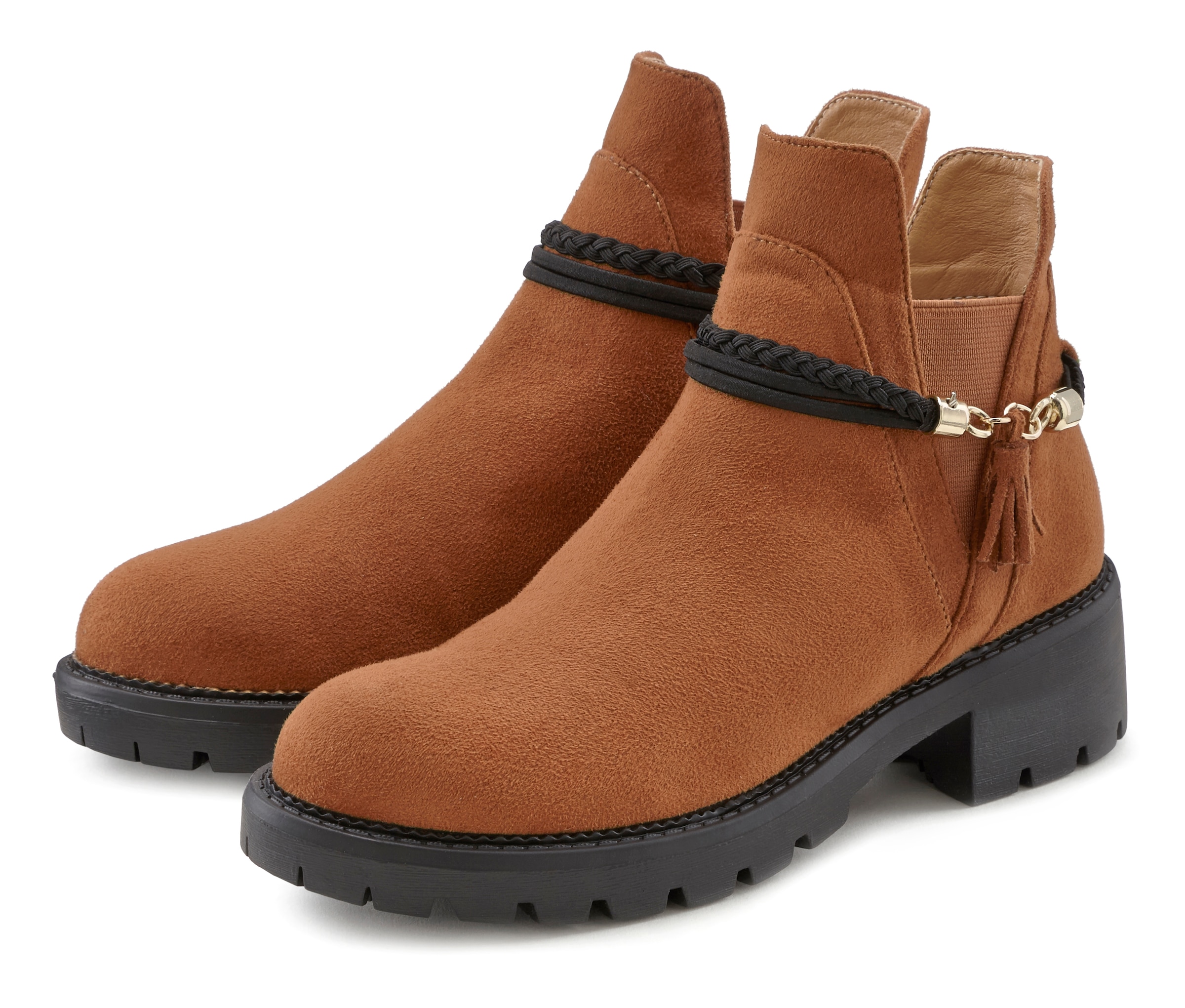 LASCANA Chelseaboots mit abnehmbarem Band und Chunky-Sohle, Ankle Boots, St günstig online kaufen