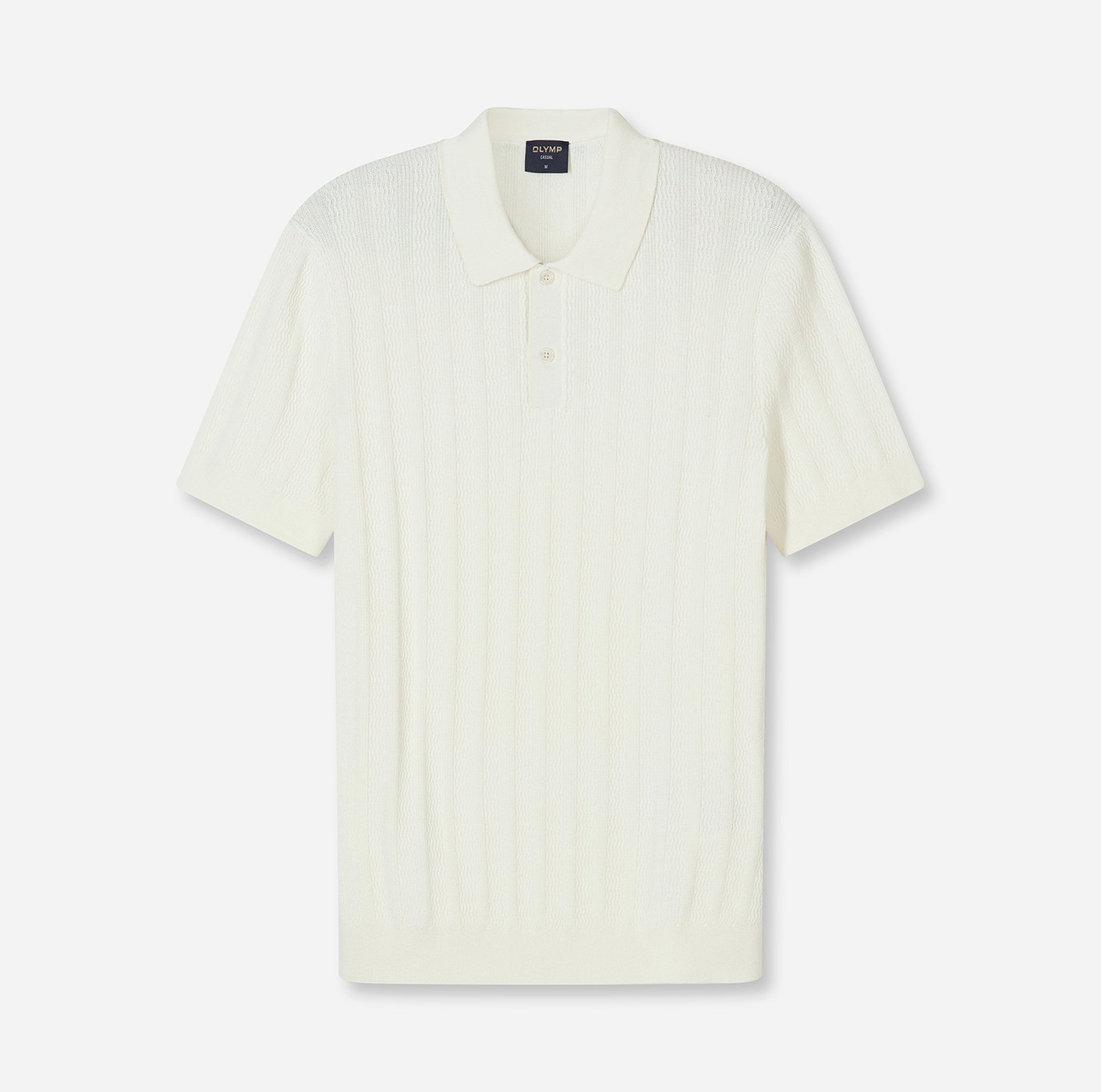 OLYMP Kurzarmshirt mit Flecht-Muster und Polokragen, Strick