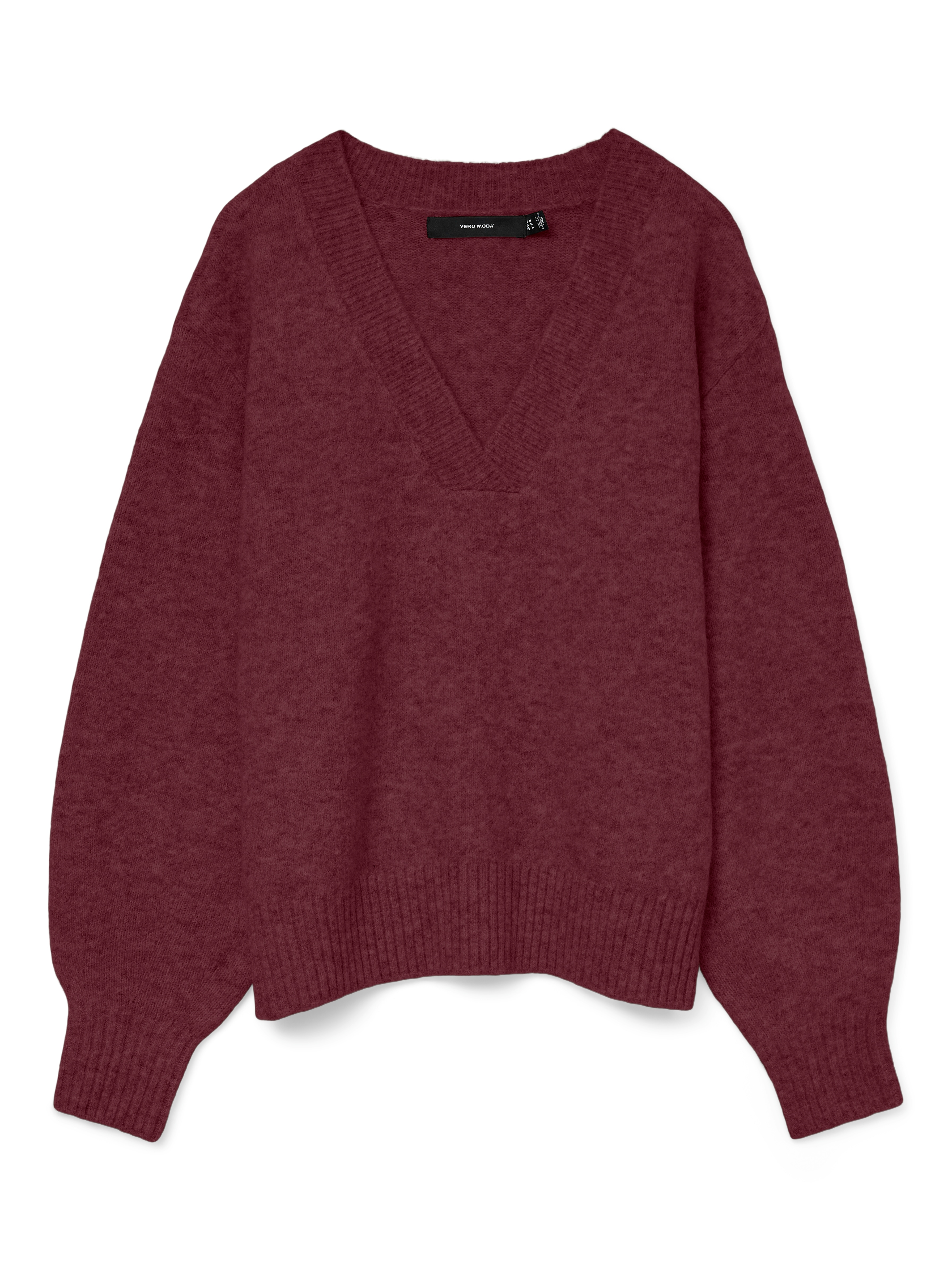 Vero Moda V-Ausschnitt-Pullover "VMBOOM LS V-NECK PULLOVER NOOS" Materialmix, mit Wolle und Stretch