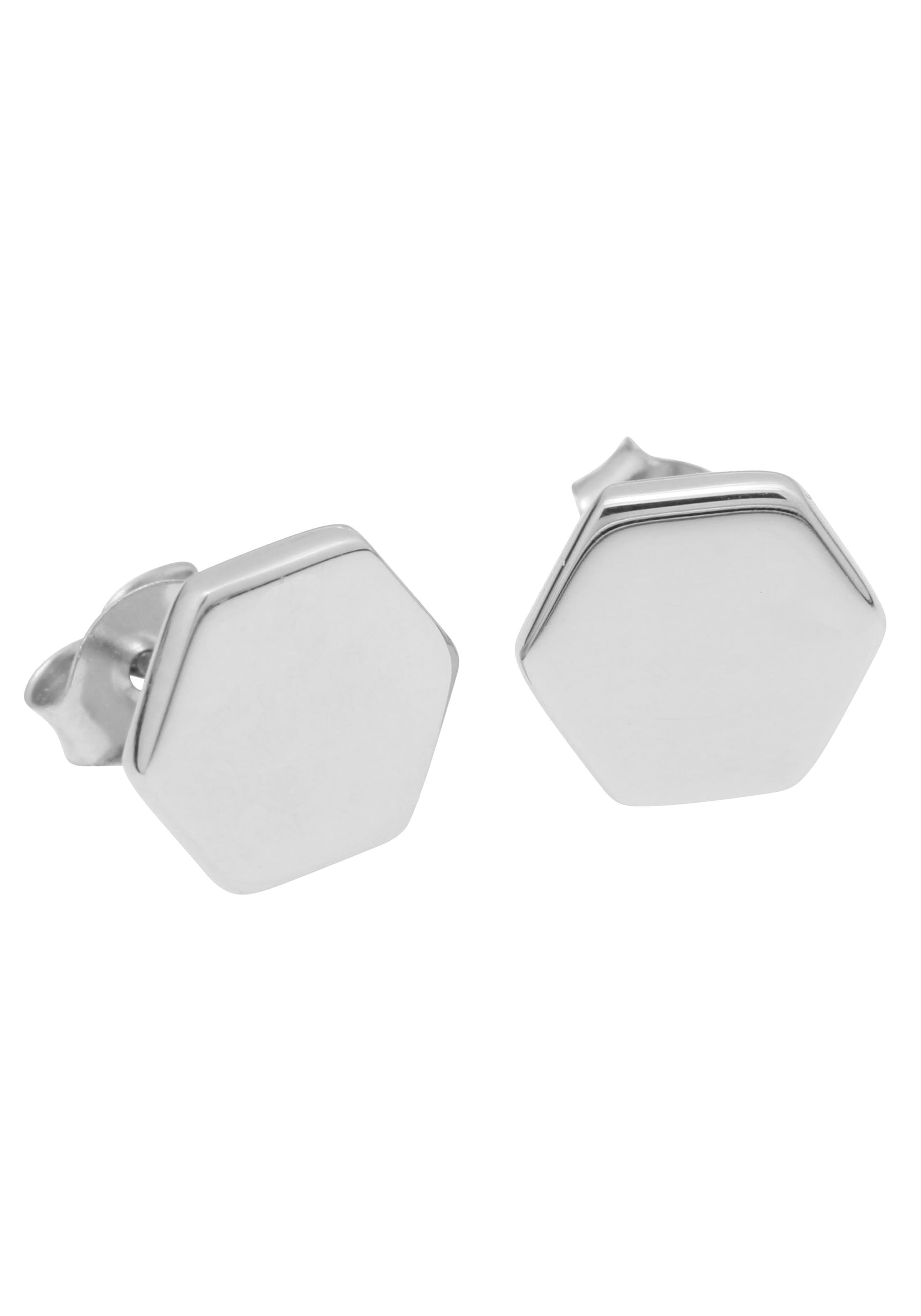 Paar Ohrstecker FIRETTI "Schmuck Geschenk Ohrschmuck Sechseck", silber (edelstahlfarben), Ohrringe, Damen, Edelstahl, Made in Germany