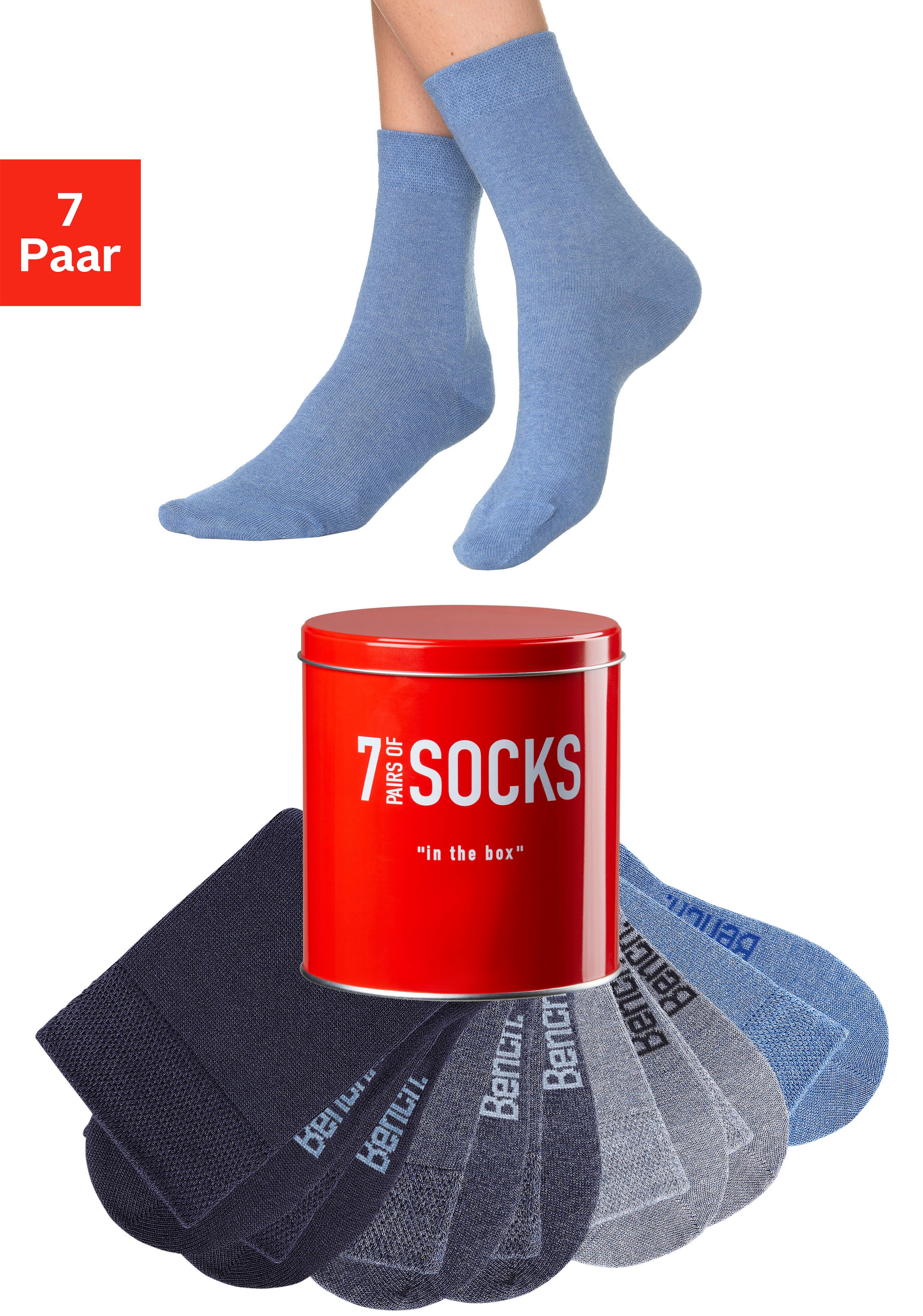 Bench. Businesssocken, (Dose, 7 Paar), in der praktischen Dose