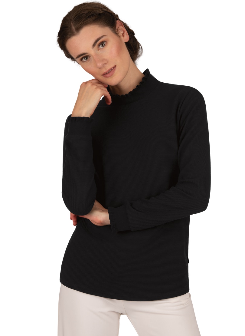 Trigema Sweatshirt »TRIGEMA mit für Stehkragen bestellen | Pullover Rüschen« BAUR