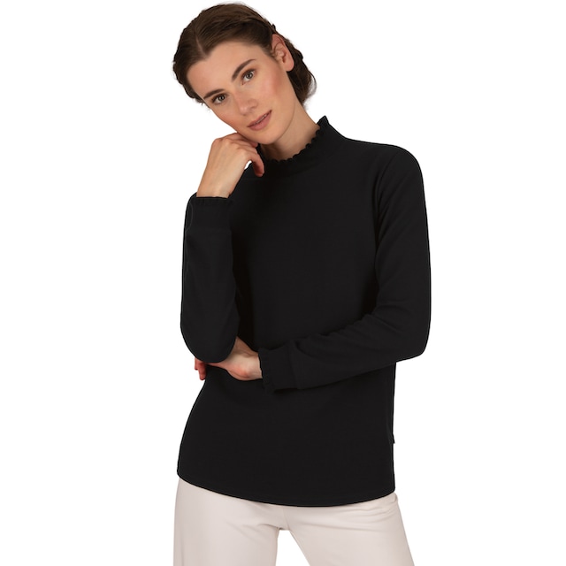Trigema Sweatshirt »TRIGEMA Stehkragen Pullover mit Rüschen« für bestellen  | BAUR