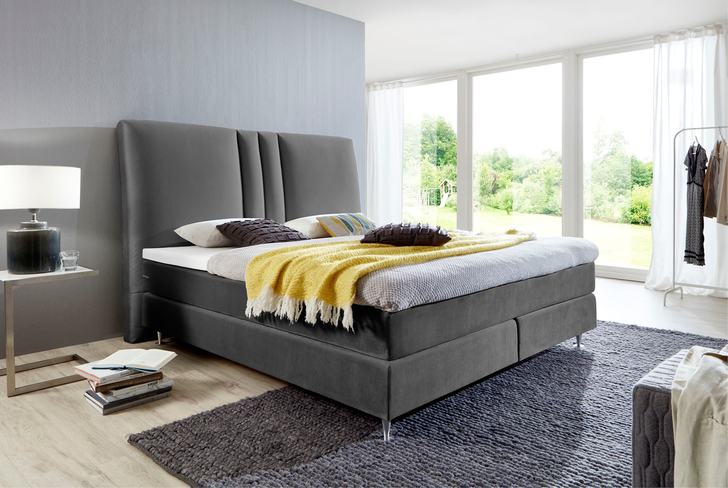 ATLANTIC home collection Boxspringbett "Rita", mit Topper und hohen Kopfteil