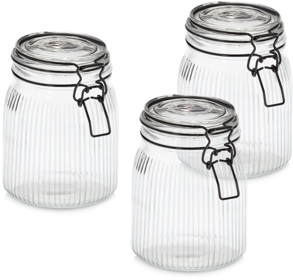 Zeller Present Vorratsglas "mit Bügelverschluss, 3-tlg." luftdicht, schützt vor Feuchtigkeit