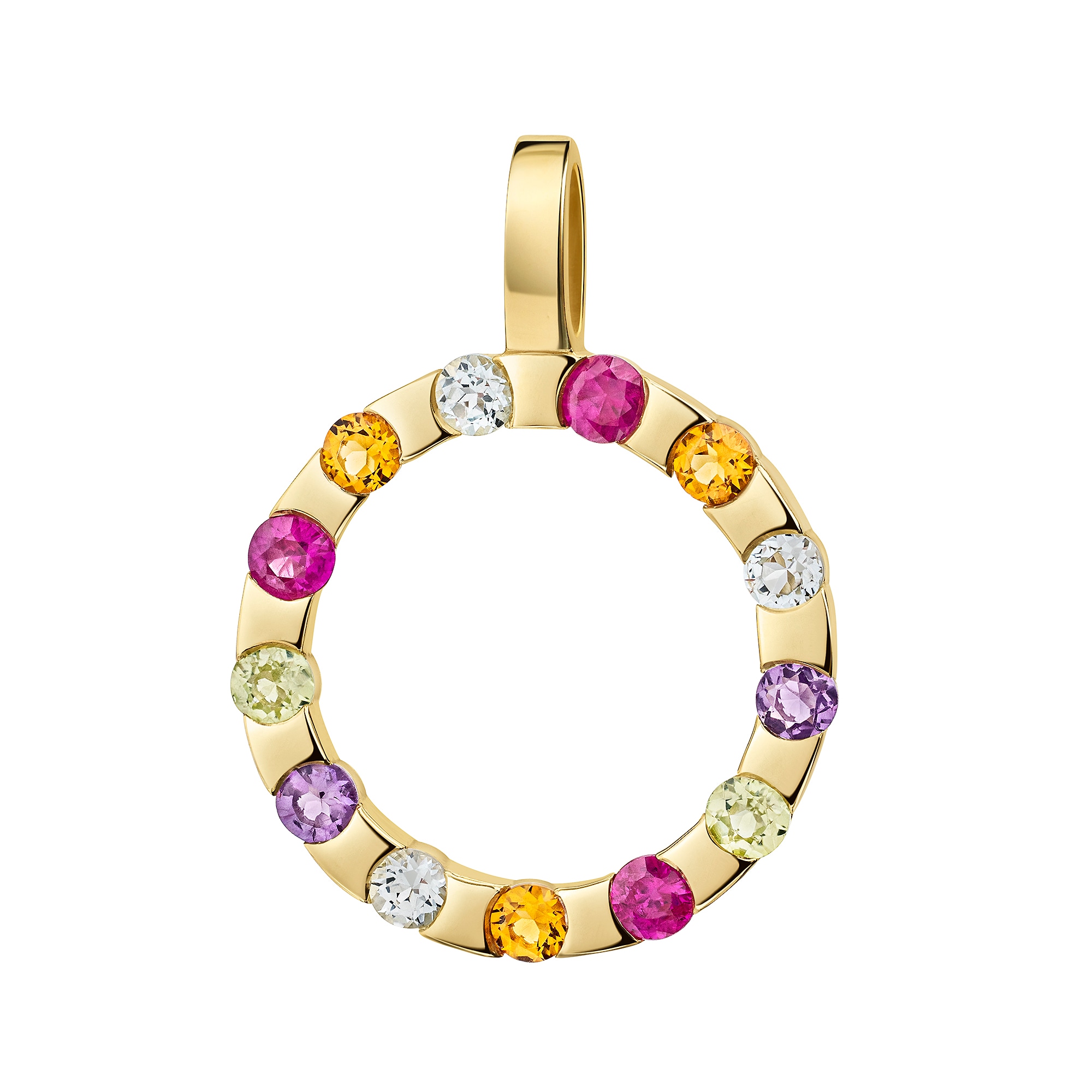 FIRETTI Damen Kettenanhänger "Schmuck Geschenk Gold 333 Halsschmuck Anhänger Kreis rund", Gelbgold 333, 1,5 ggelbgoldfarben, gelb, rot, lila,