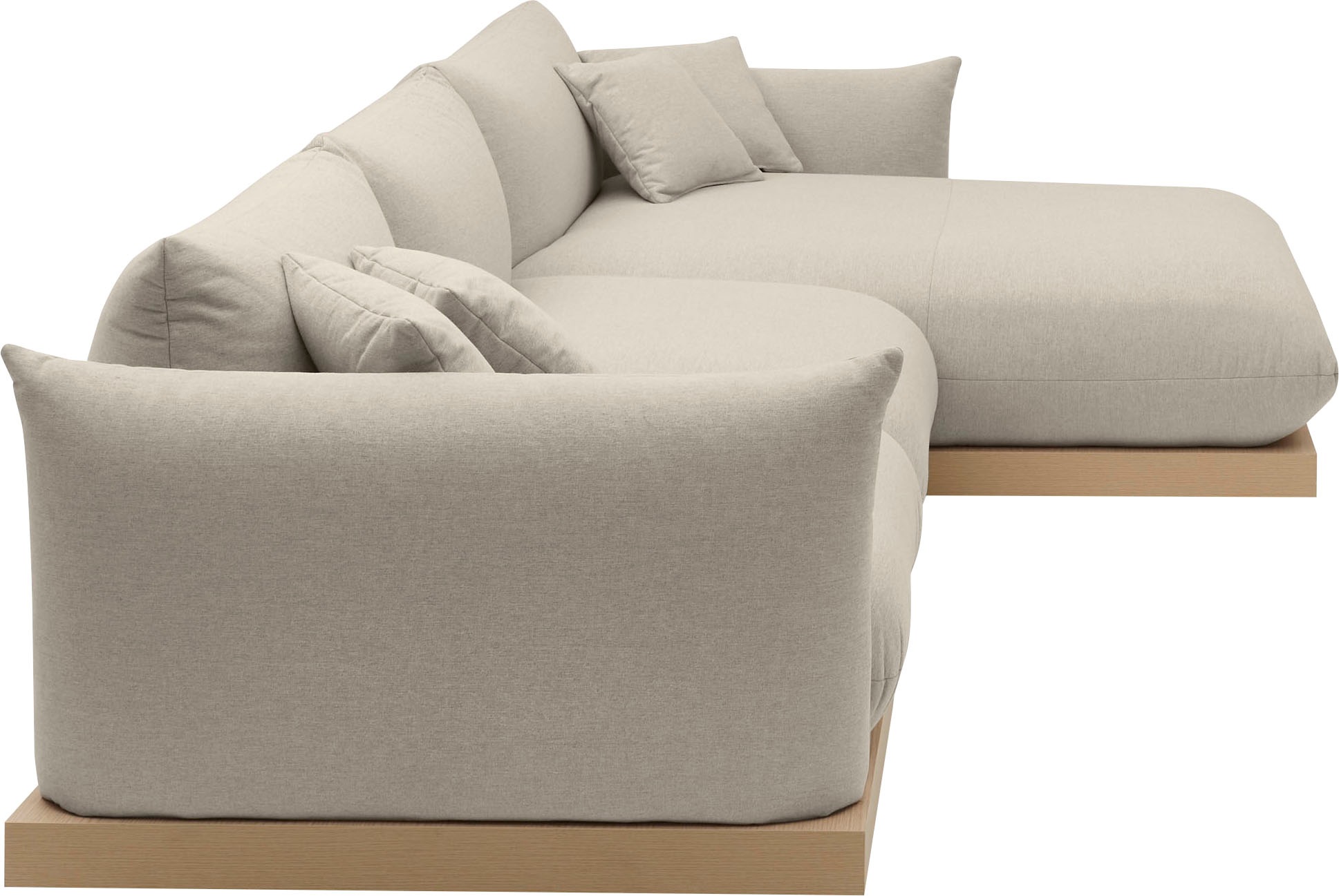 OTTO home Ecksofa »Kalix, Polsterecke mit kräftigem Holz-Plateau, moderne Couch in L-Form«, wahlweise Recamiere links o. rechts, Strukturstoff, hoher Sitzkomfort