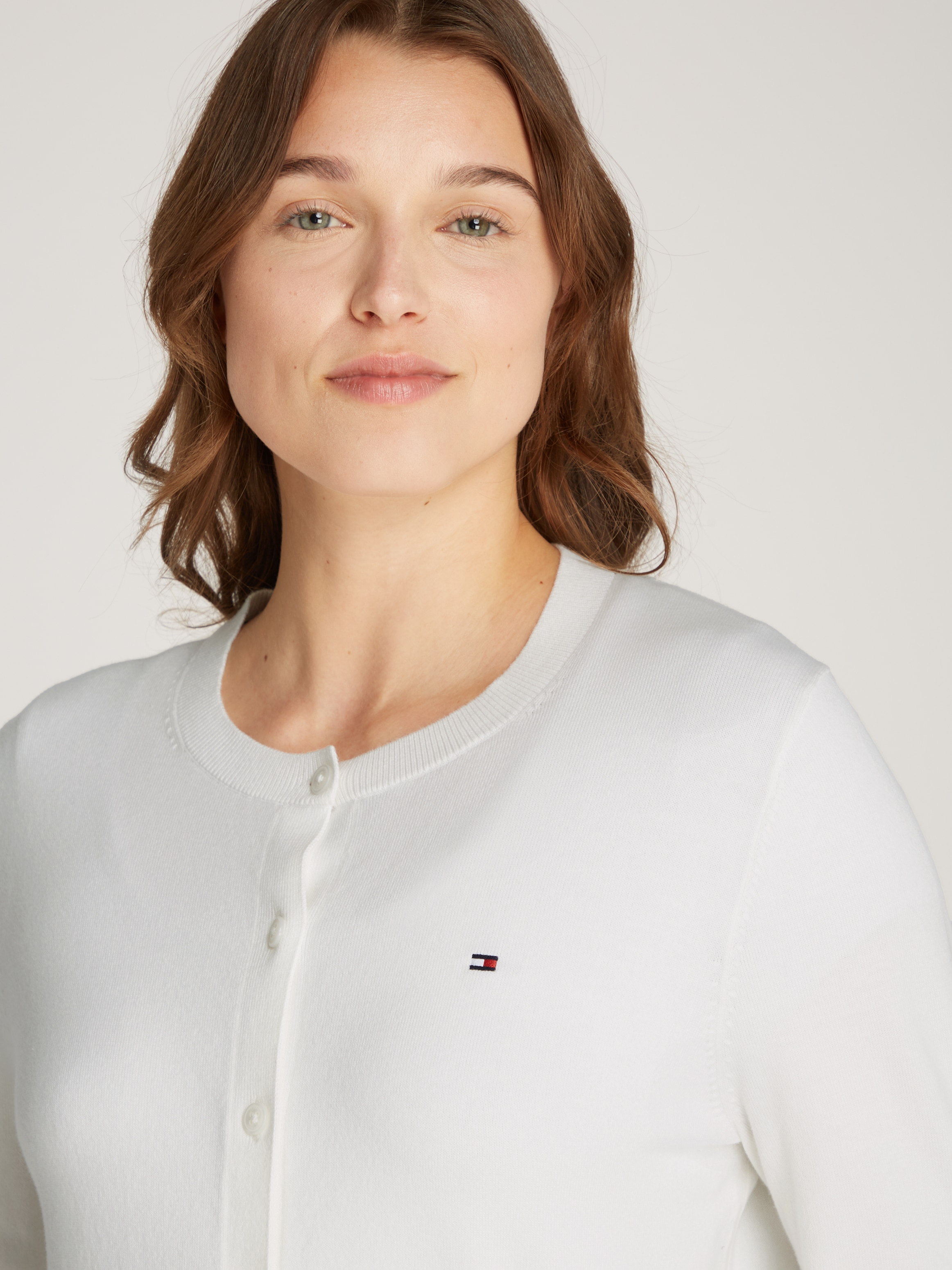 Tommy Hilfiger Cardigan »CO JERSEY STITCH CARDIGAN«, mit Logostickerei