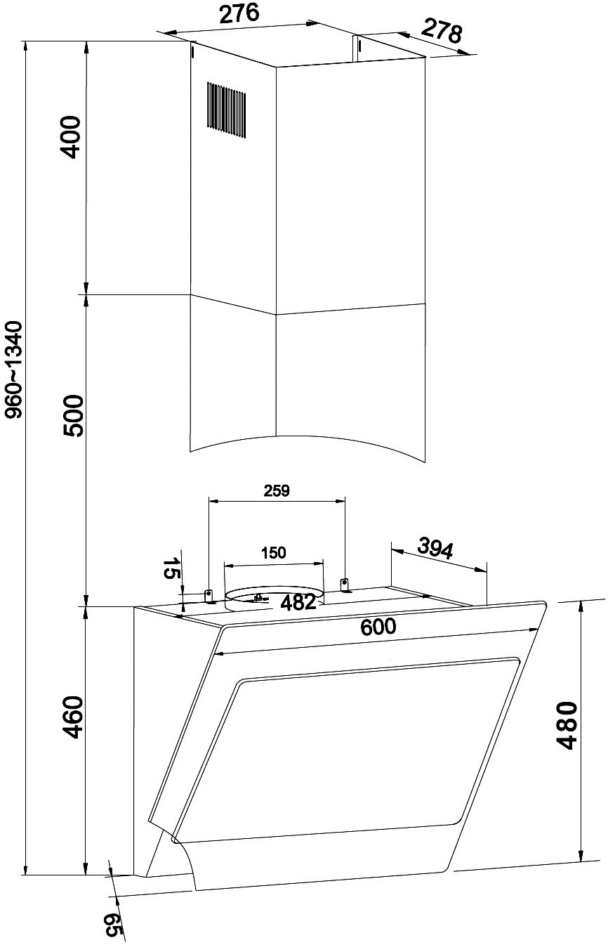Amica Kaminhaube »KHF 664 101 S«, Serie Glass Line