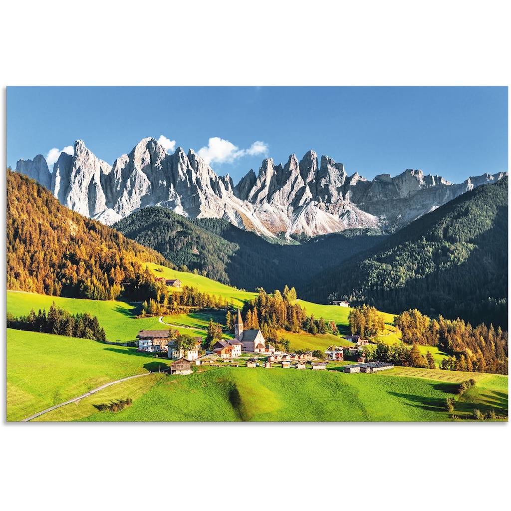 Artland Wandbild »Alpen Berge Santa Maddalena«, Berge & Alpenbilder, (1 St.)