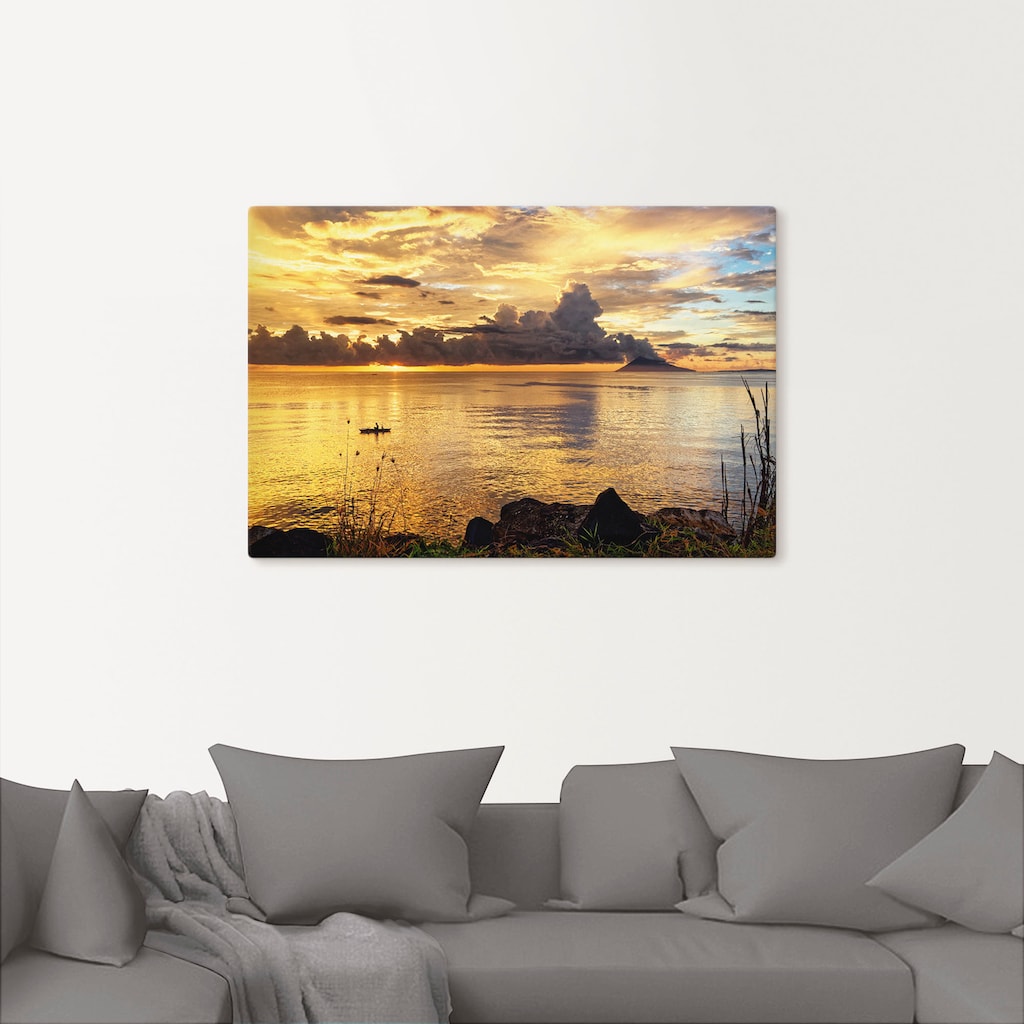 Artland Leinwandbild »Sonnenuntergang mit einem Boot«, Sonnenaufgang & -untergang, (1 St.), auf Keilrahmen gespannt