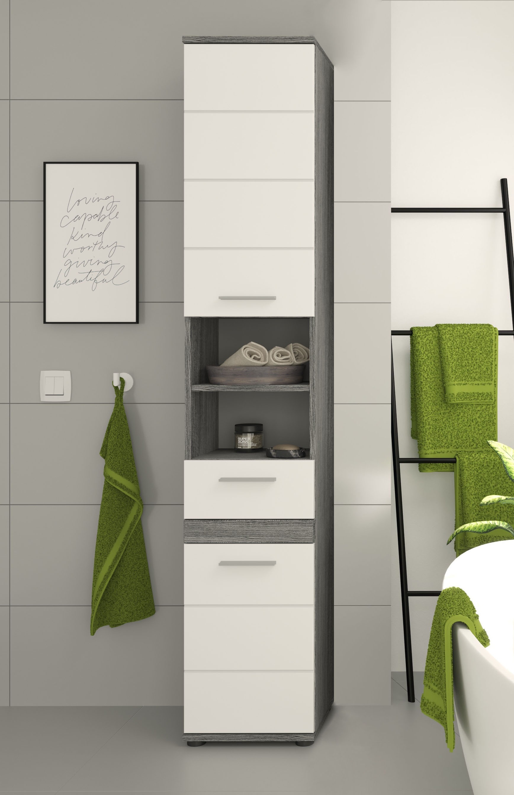 welltime Hochschrank "LUCCA, TOPSELLER, Breite 35cm, 2 Türen, 1 Schubkasten günstig online kaufen