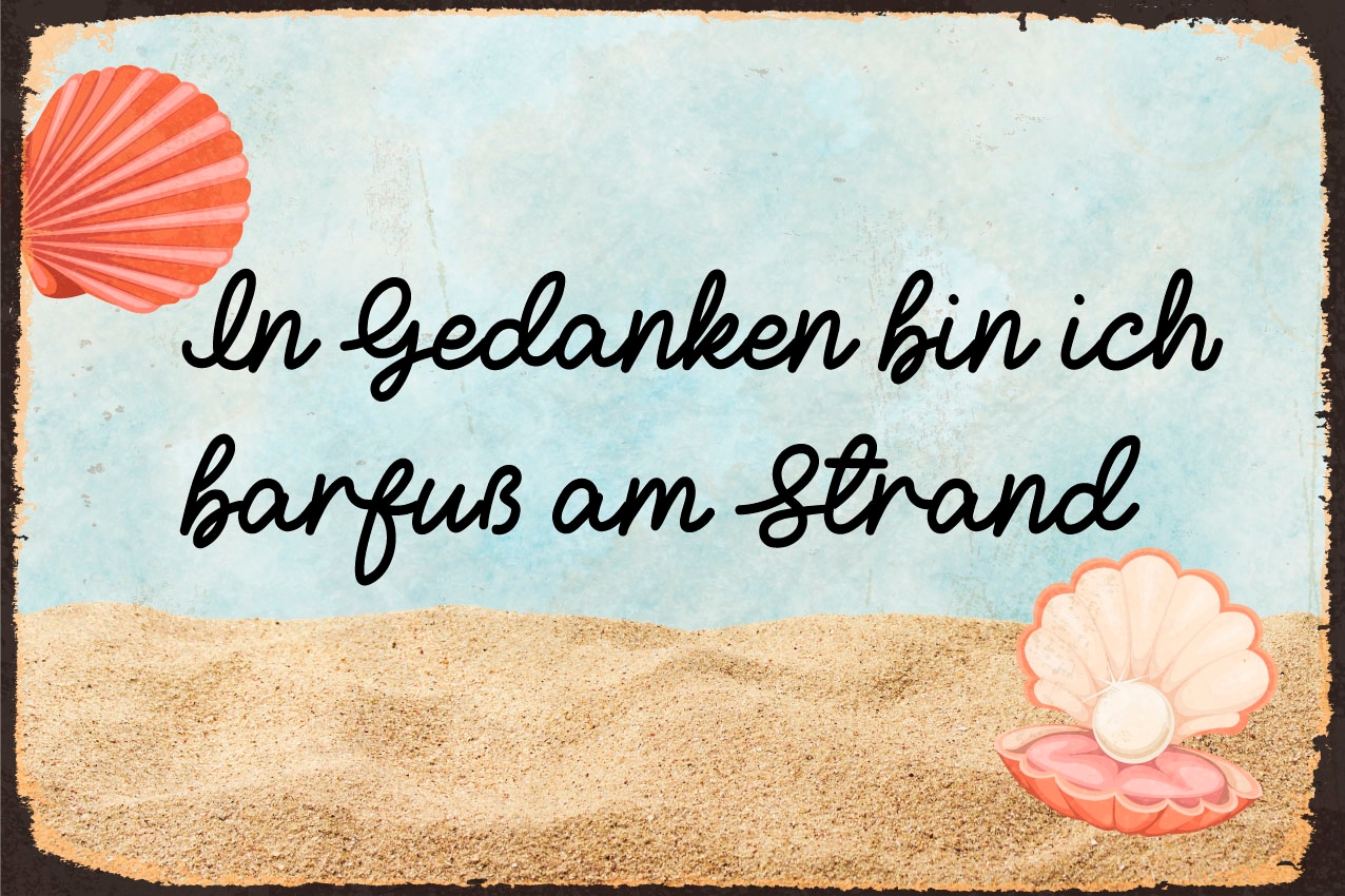 queence Metallbild "Gedanklich am Strand", Schriftzüge, (1 St.), Stahlschil günstig online kaufen