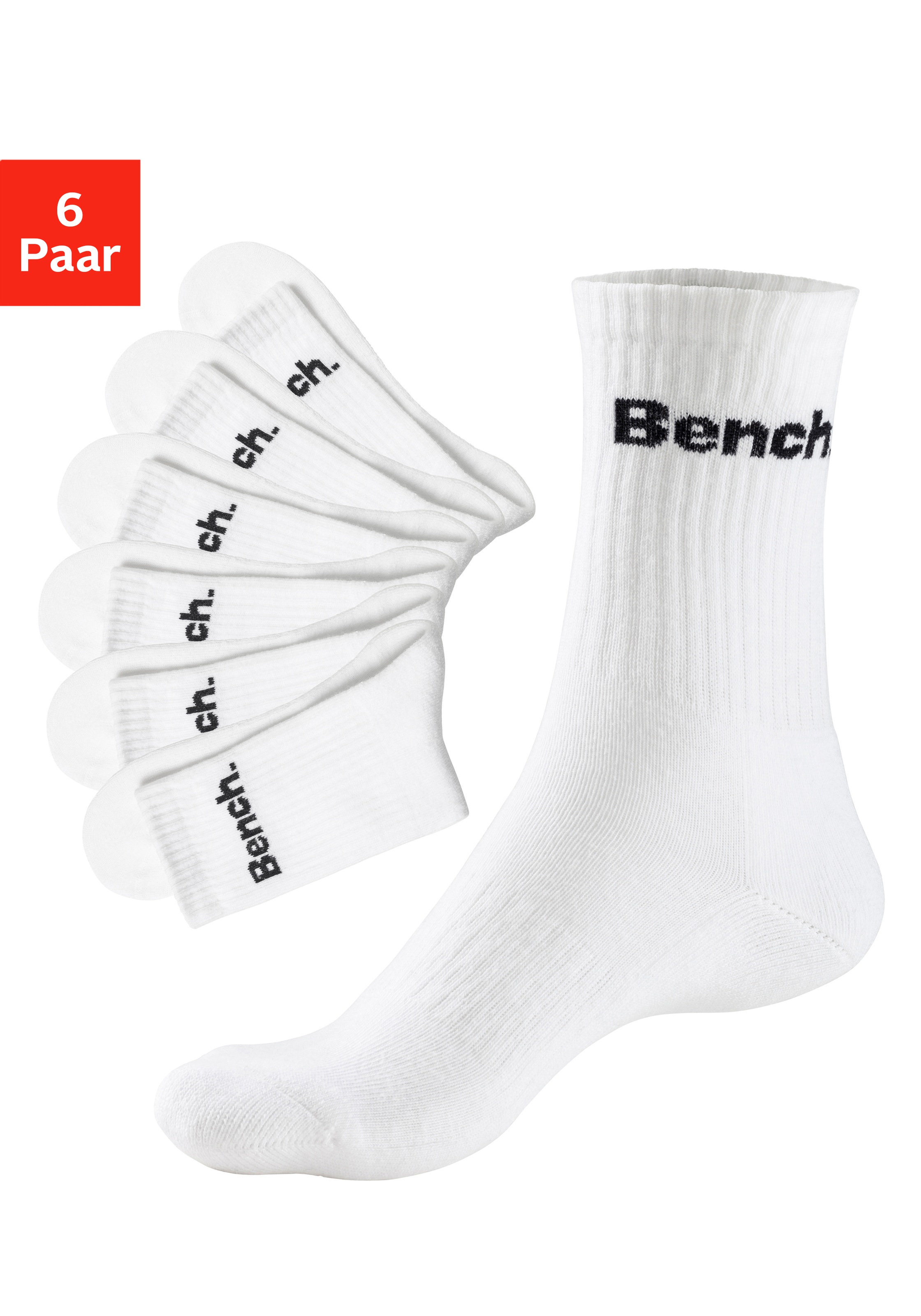 Bench. Tennissocken "Damen Herren Sportsocken, Crew Socken" Packung, 6 Stk. tlg. mit Fuß Polsterung