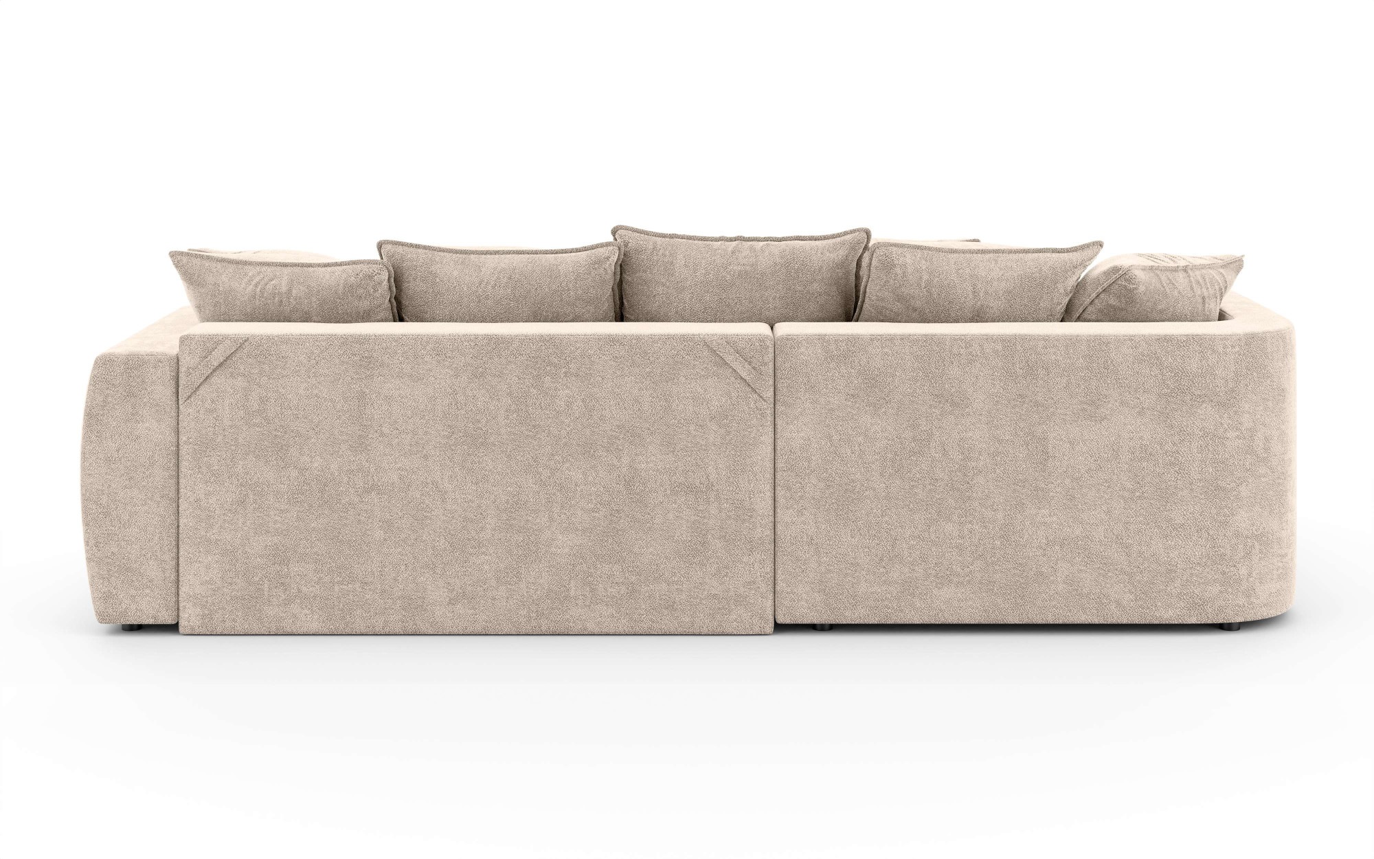 INOSIGN Ecksofa »Kahekili, Schlafsofa mit Bettkasten, Maße B/T/H: 255/181/90/ cm«, L-Form mit Wellenunterfederung, 7 Rückenkissen und 2 Zierkissen