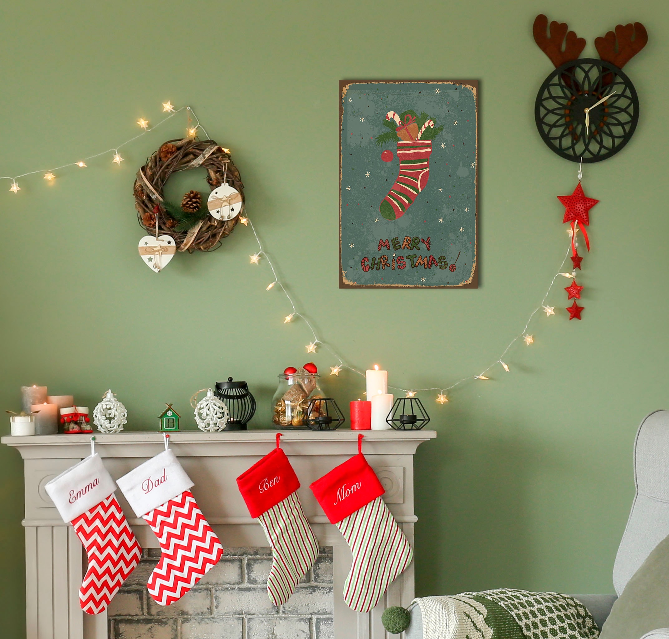 queence Metallbild "Merry Christmas", Schriftzüge-Schriftzug-Weihnachten, ( günstig online kaufen