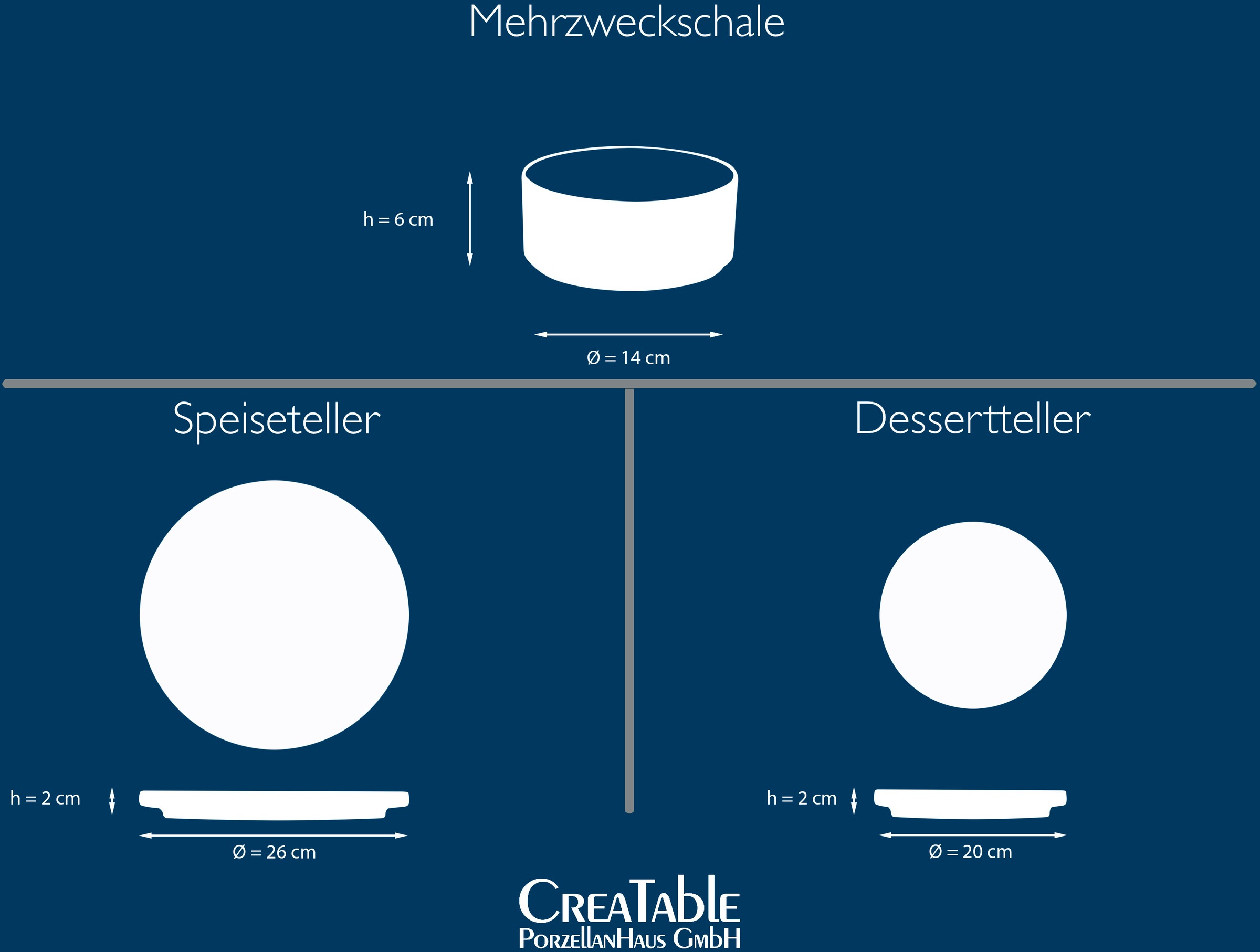 CreaTable Tafelservice »Futuro«, (Set, 12 tlg.), Service, je 4 Speiseteller 26 cm, Dessertteller 20 cm, Schalen 14 cm