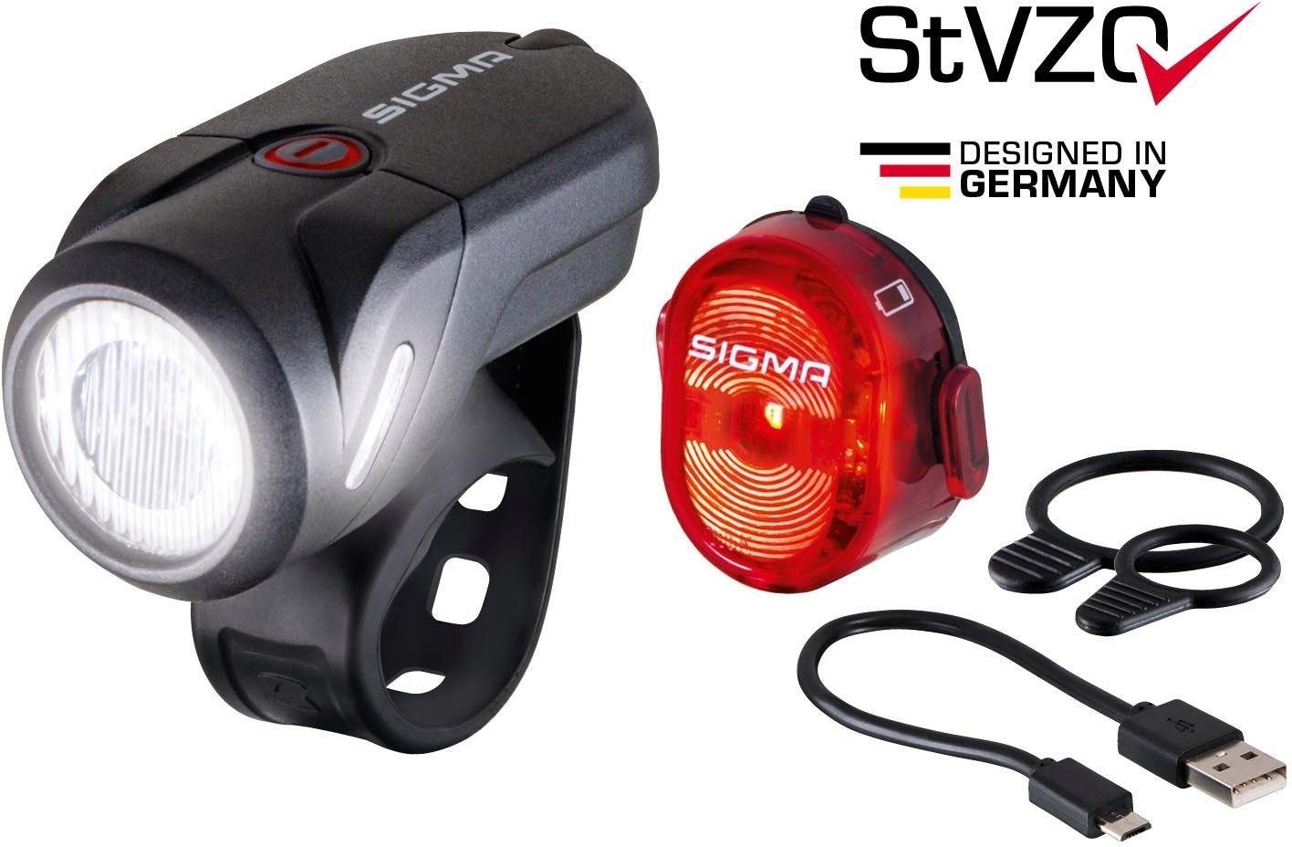 SIGMA SPORT Fahrradbeleuchtung »AURA 35 USB / NUGGET II K-Set«, (Spar-Set, 4, Front- und Rücklicht)