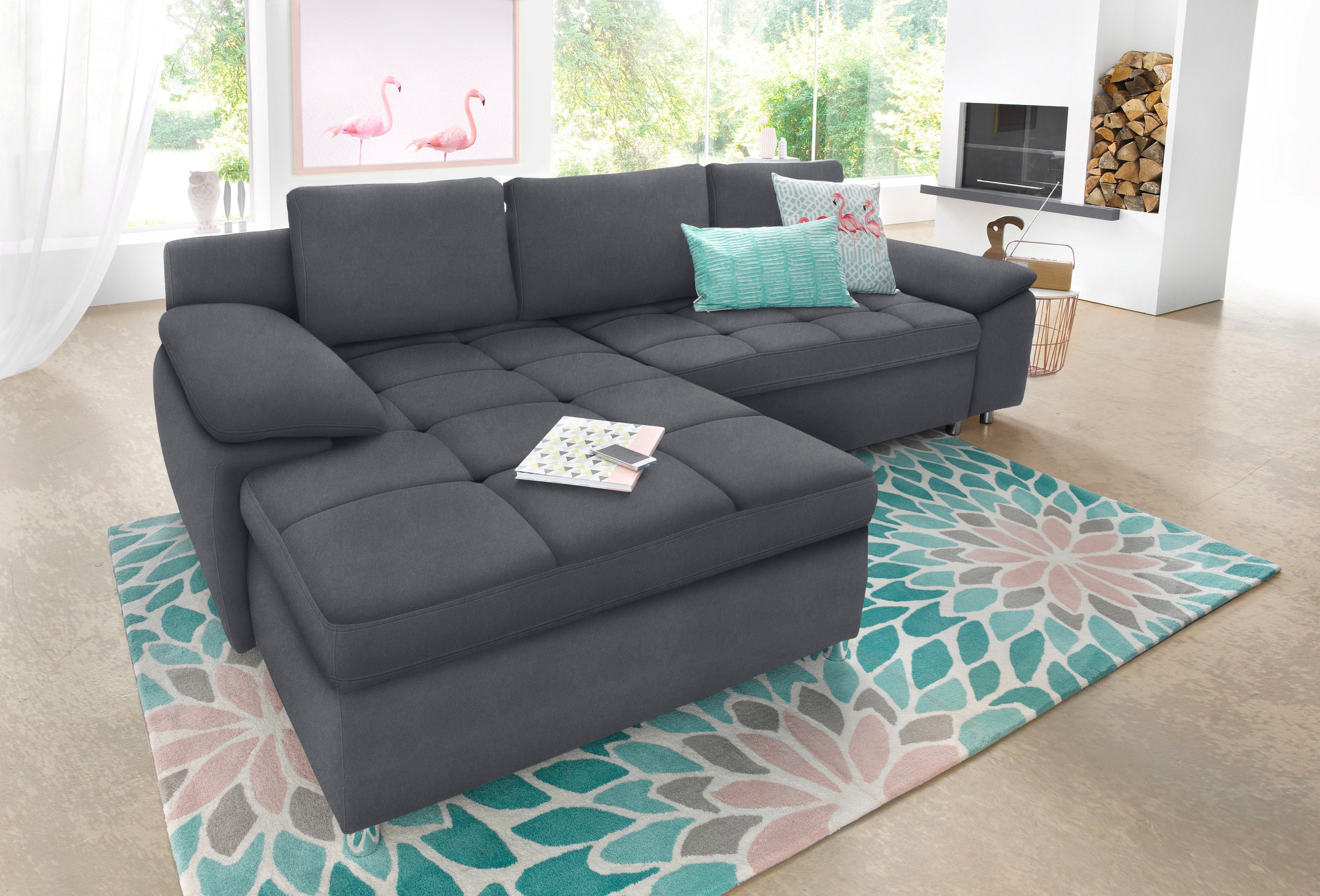 OTTO home Ecksofa "Labene, L-Form, B: 270/290 cm, Bettfunktion & Bettkasten wählbar" wahlweise mit Schlaffunktion und Bettkasten, auch als XXL-Variante