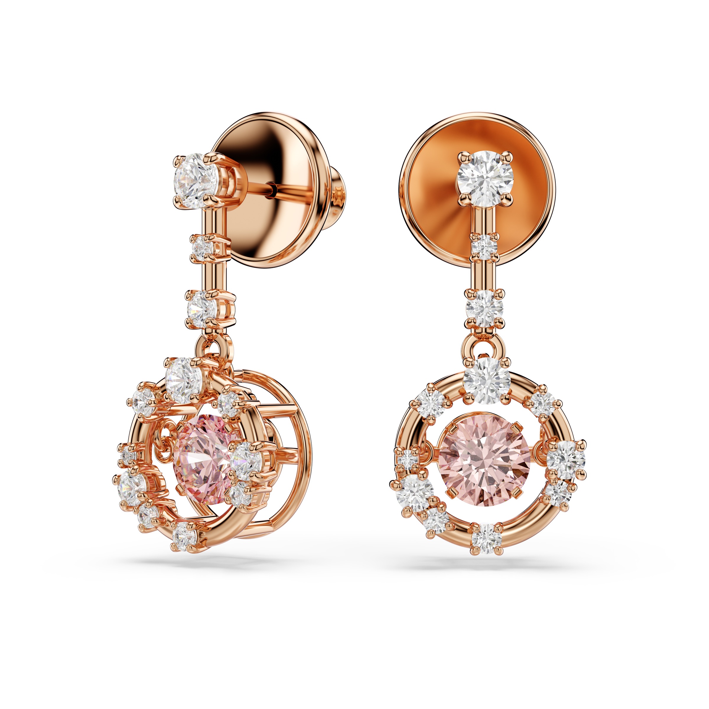 Paar Ohrhänger SWAROVSKI "Schmuck Geschenk Constella Ohrringe Dancing Stone", roségoldfarben, metallfarben, kristallweiß, rosa, kristallweiß, rosa, Ohrringe, Damen, Metall, mit Swarovski Kristall 3