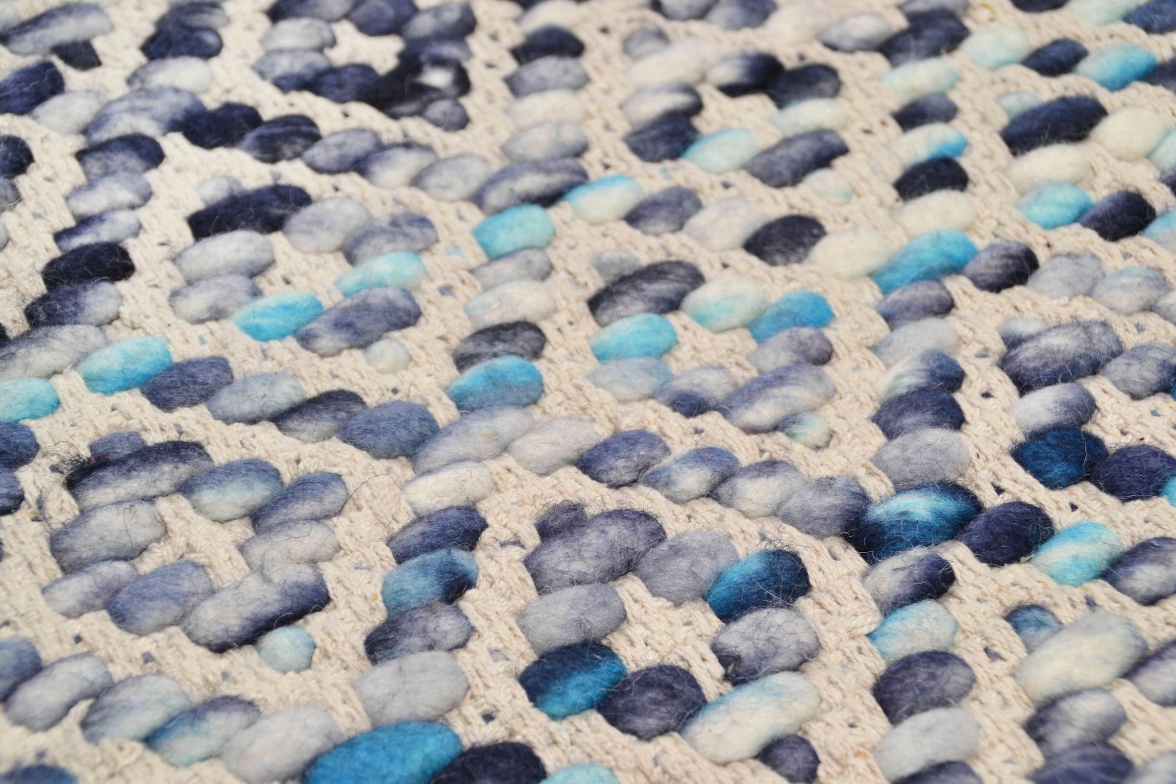 Wollteppich TOM TAILOR HOME "Diamond" Gr. 3, blau, B:140cm H:8mm L:200cm, Baumwolle, Schurwolle, Teppiche, reine Wolle, Flachgewebe, handgeknüpft 3