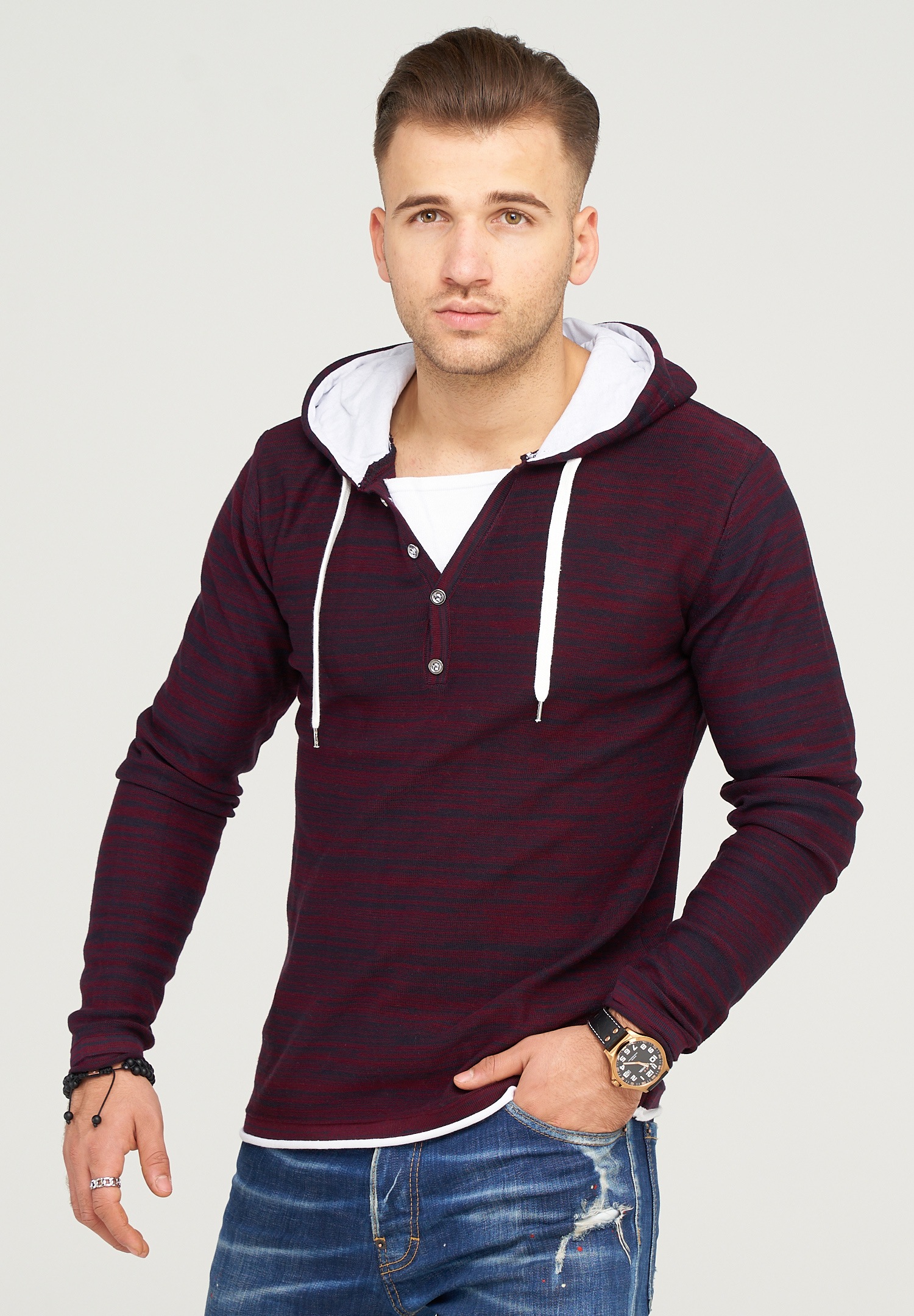 behype Kapuzensweatshirt "JOSHA", in melierter Optik günstig online kaufen