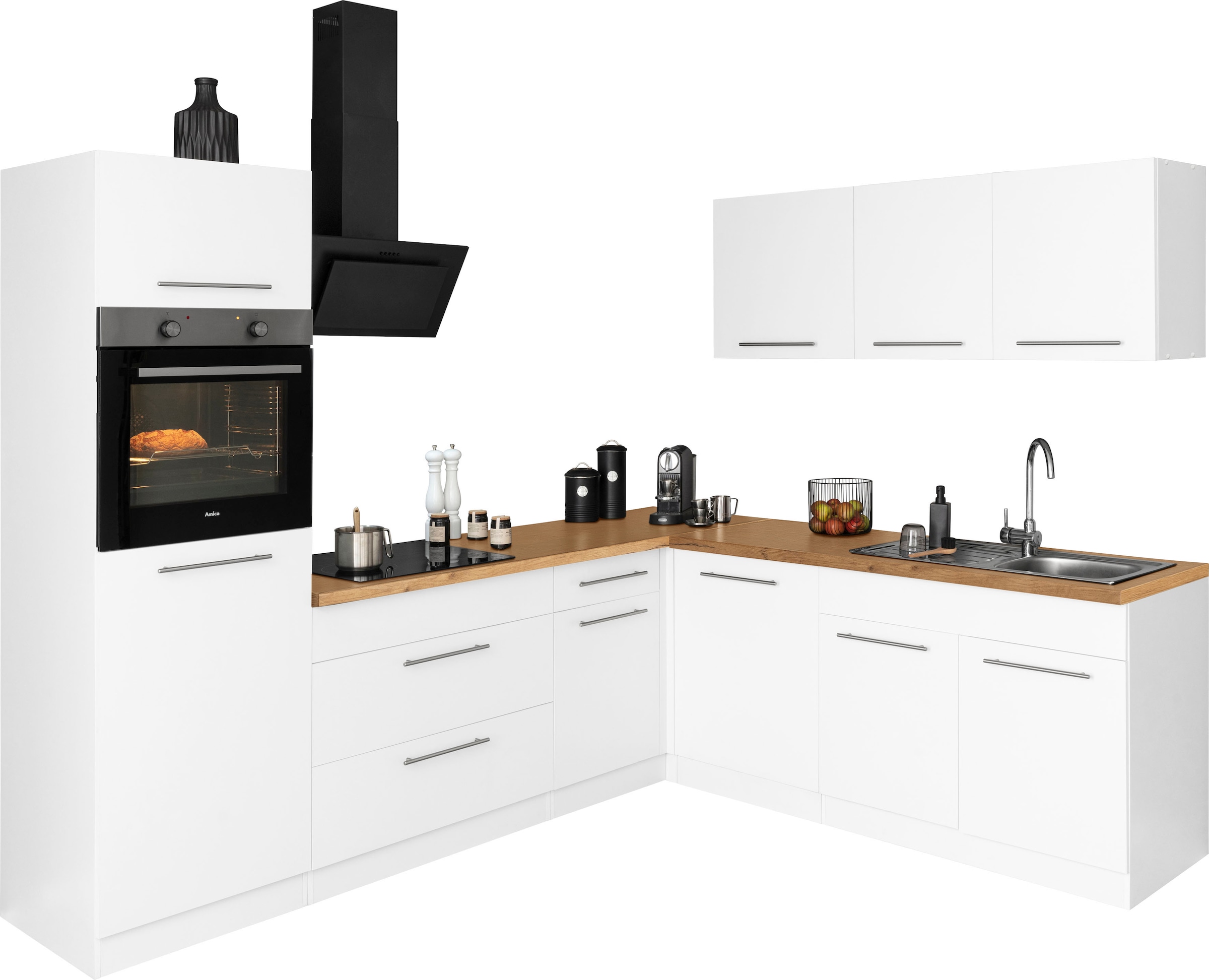 BAUR Winkelküche Stellbreite mit wiho 260 x 220 Küchen E-Geräten, »Unna«, cm | bestellen