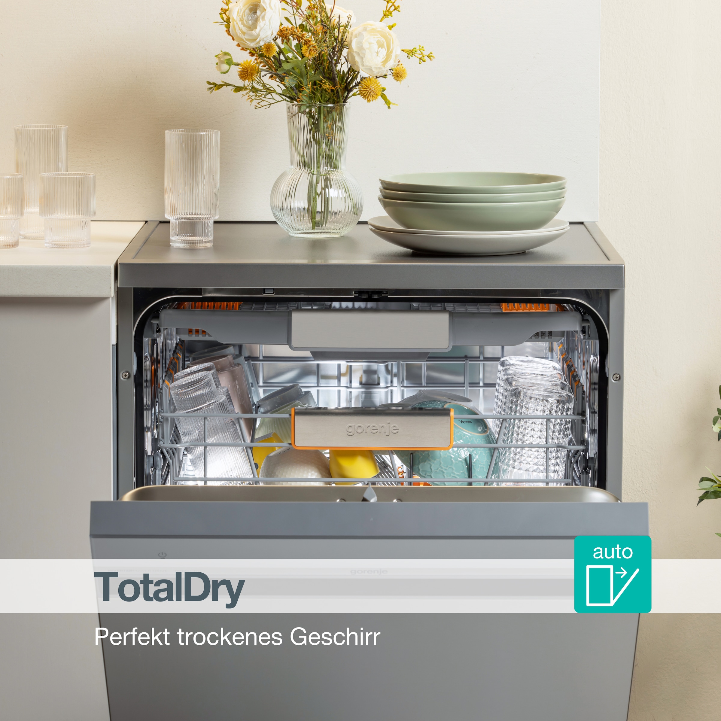 GORENJE Standgeschirrspüler »GS673A96X« 9,4 l 16 Maßgedecke TotalDry - automatische Türöffnung