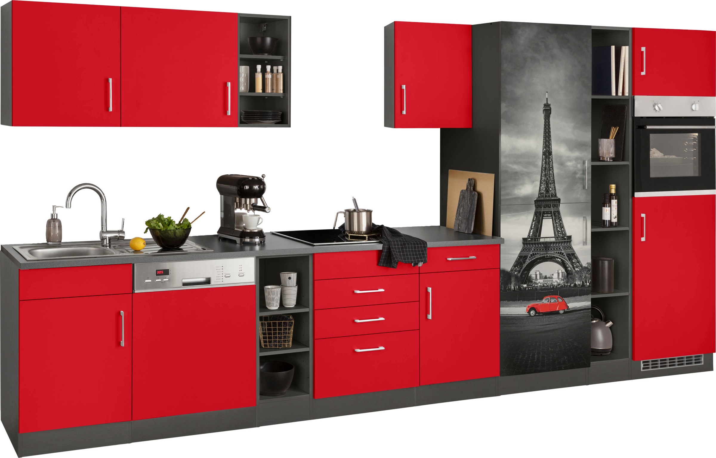 Thumbnail - KOCHSTATION Küchenzeile "KS-Paris – Küchen mit einzigartigen Fotomotiven auf den Fronten" Breite 400 cm, wahlweise mit E...