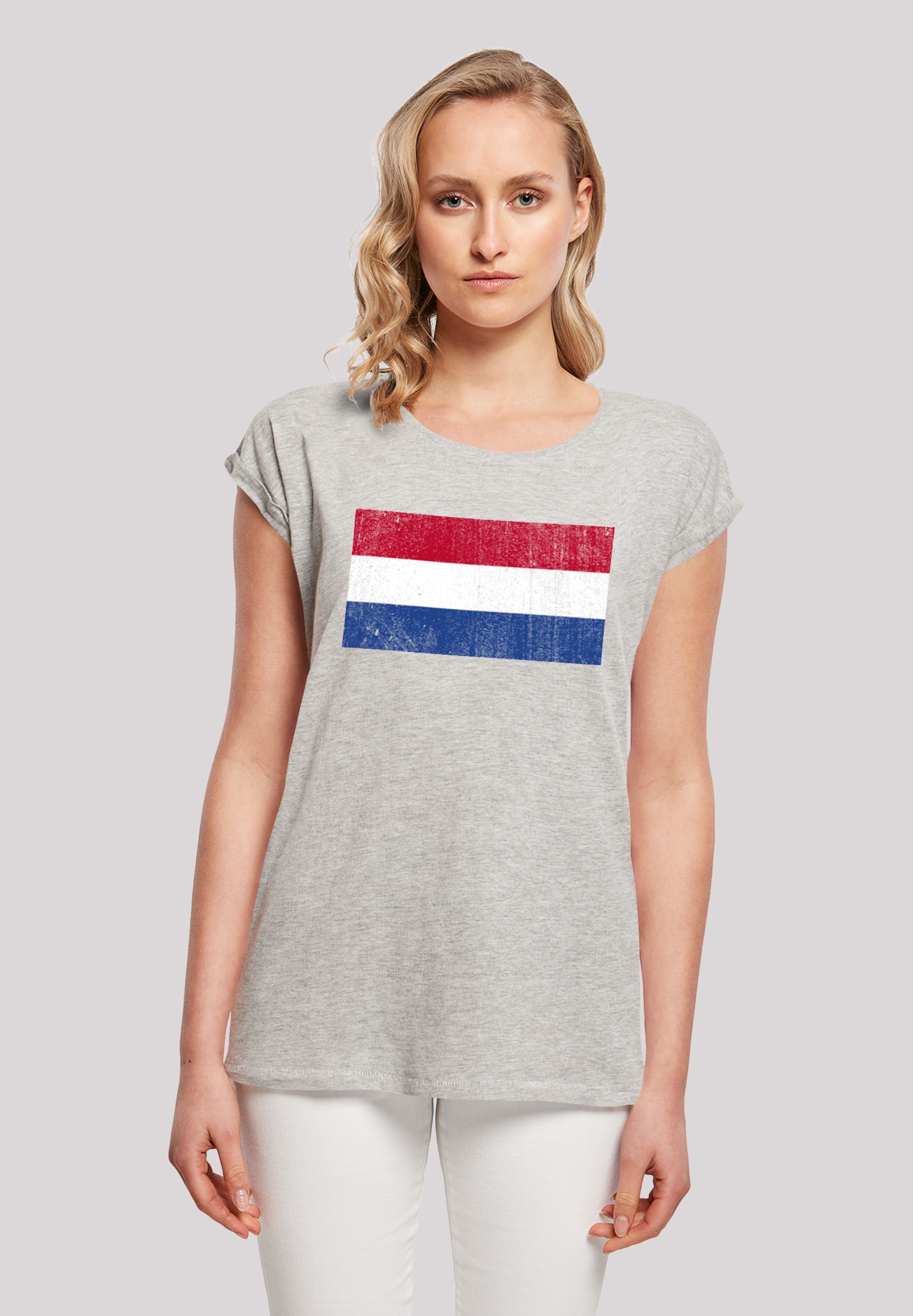 F4NT4STIC T-Shirt "Netherlands NIederlande Holland Flagge distressed", Print