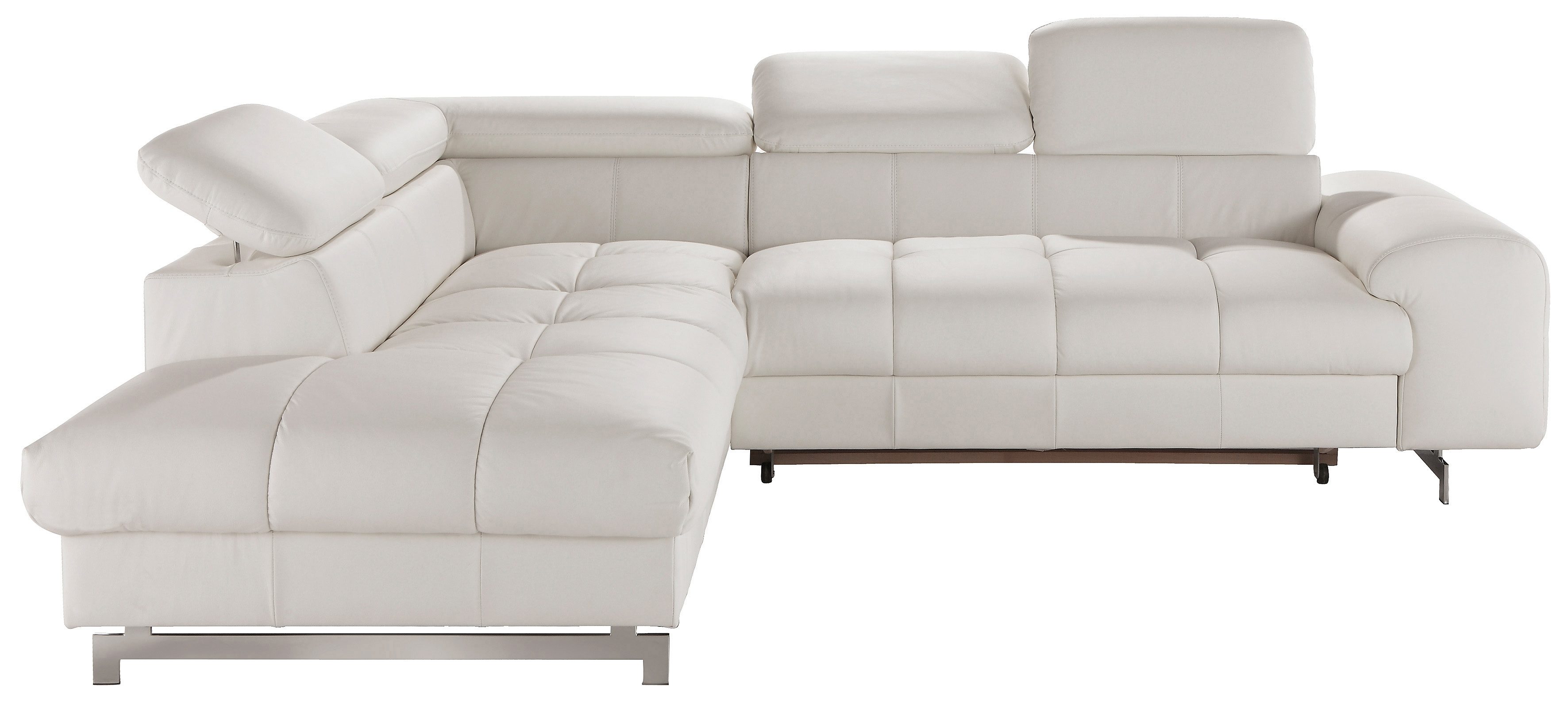 COTTA Ecksofa "Chef L-Form, B: 257cm, Leder, inkl. Kopfteilverstellung" optionale Schlaffunktion, moderne Metallkufen H 12cm, Wellenfederung