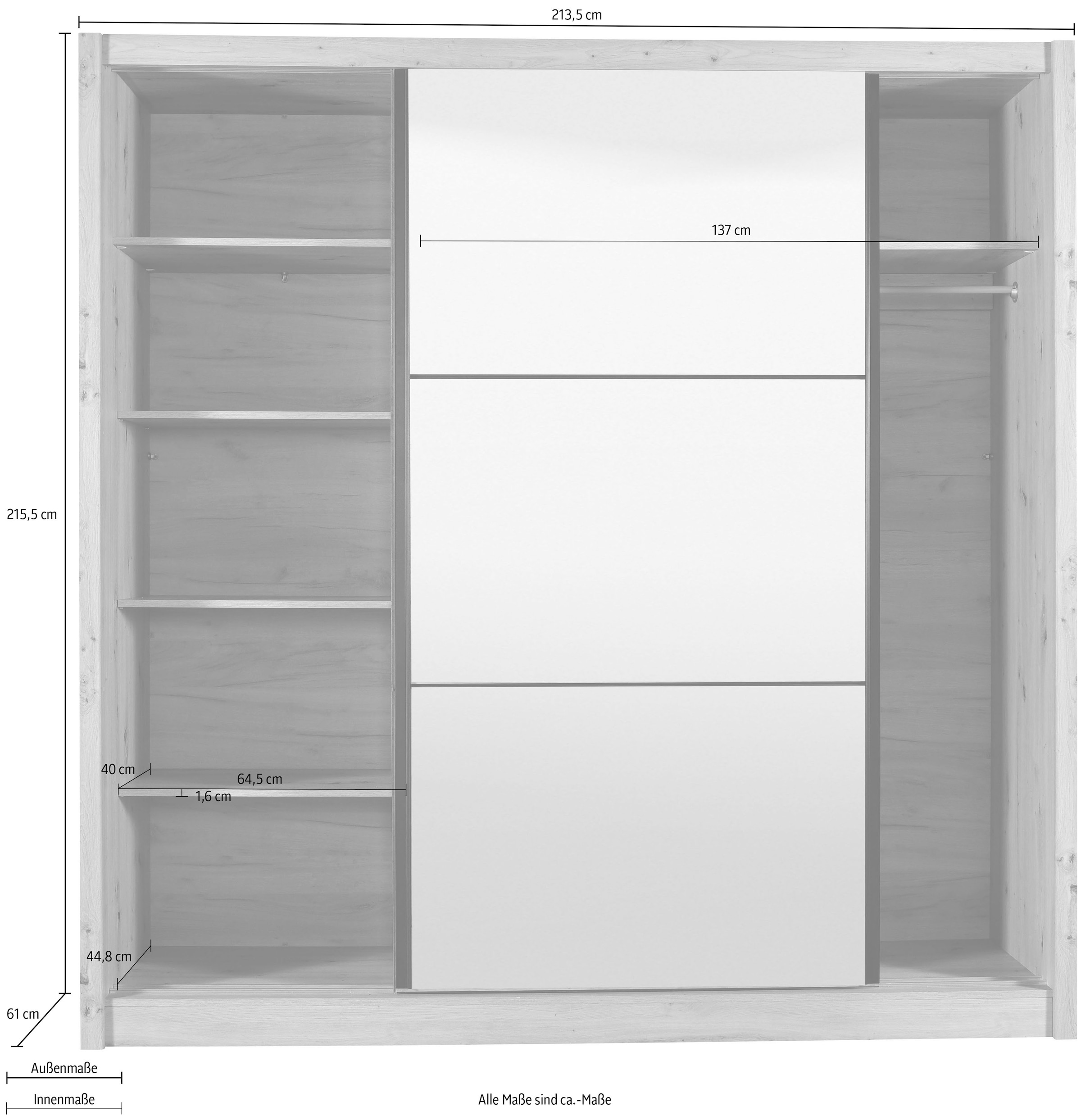 INOSIGN Schwebetürenschrank »Navara Kleiderschrank mit Spiegel Wäscheschrank Garderobe«, mit großzügiger Innenausstattung, FSC®-zertifiziert, in 3 Breiten