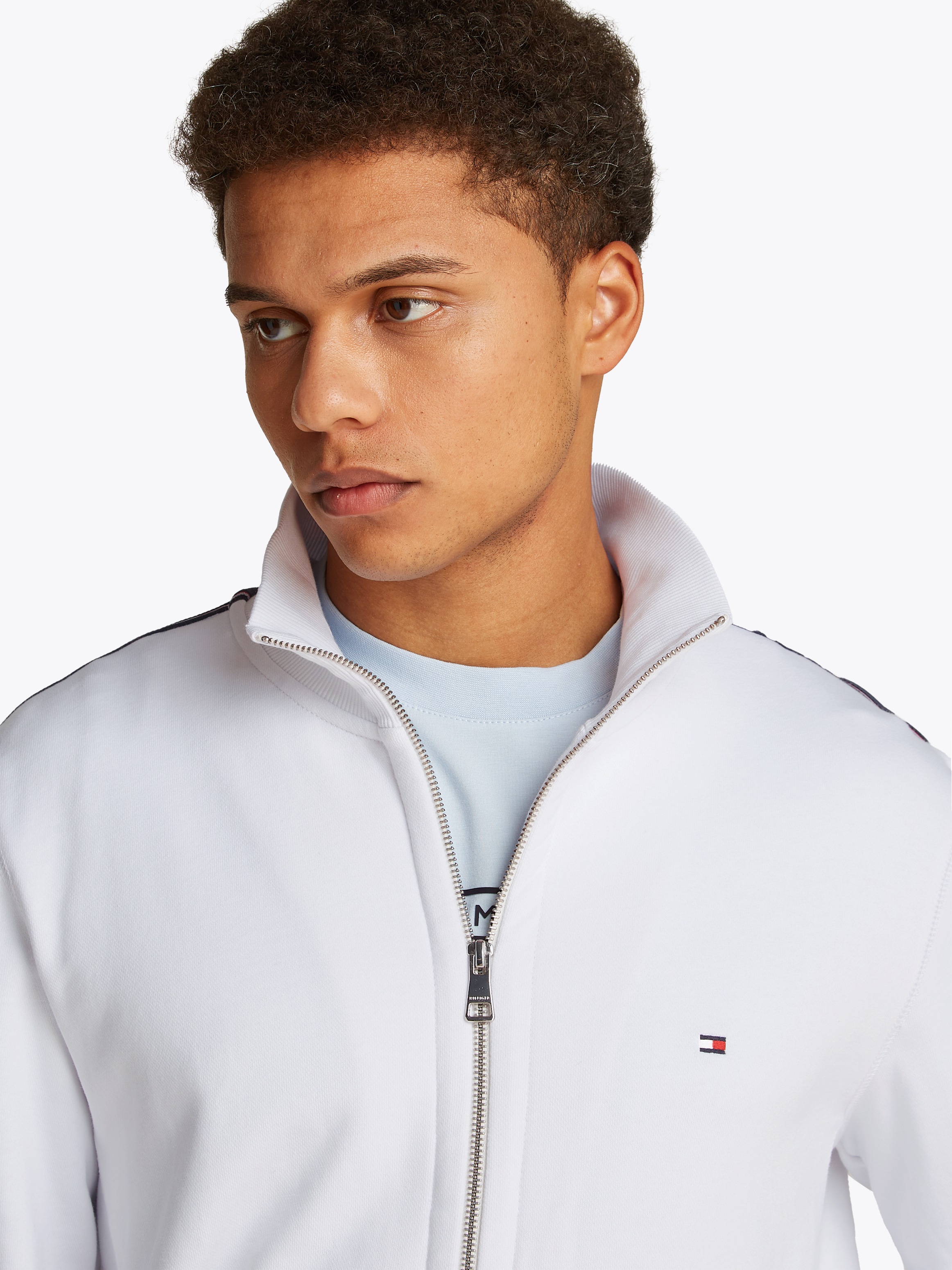 Tommy Hilfiger Sweatjacke "GLOBAL STRIPE ZT STAND COLLAR" günstig online kaufen