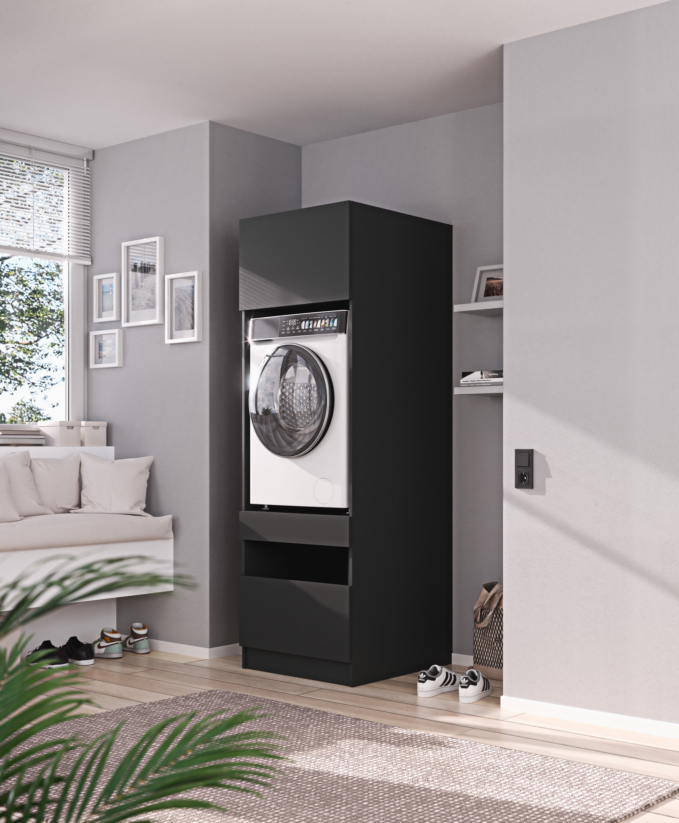 BASIC by Balculina Waschmaschinenumbauschrank »Washhome B/T/H 68x200x68 cm« 1 Stk. tlg. Breite 68cm, ausziebarer Tablerboden