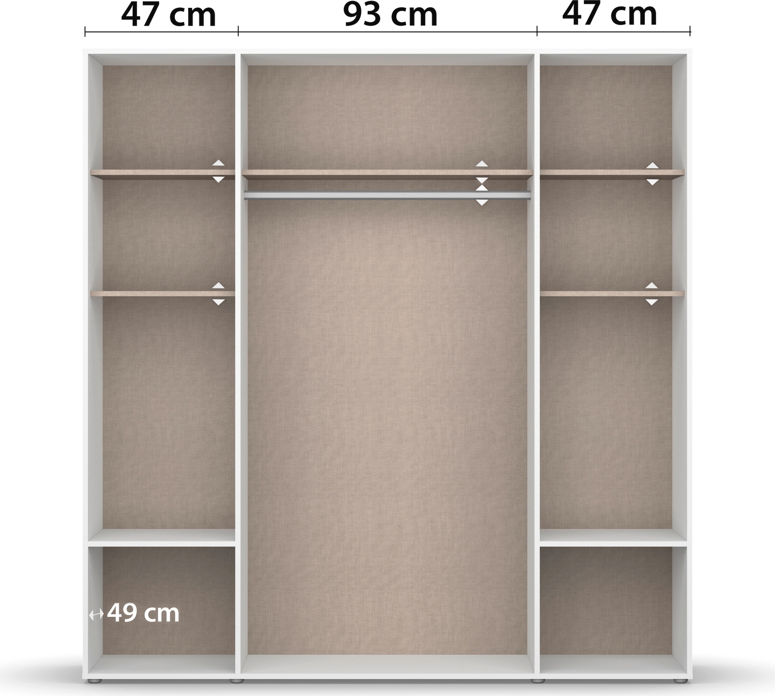 rauch Drehtürenschrank »Kleiderschrank Schrank Garderobe Wäscheschrank NARAI mit Schubladen«, (in 3 verschiedenen Ausstattungen BASIC/CLASSIC/PREMIUM), Griffausfräsungen für eine grifflose Optik TOPSELLER MADE IN GERMANY