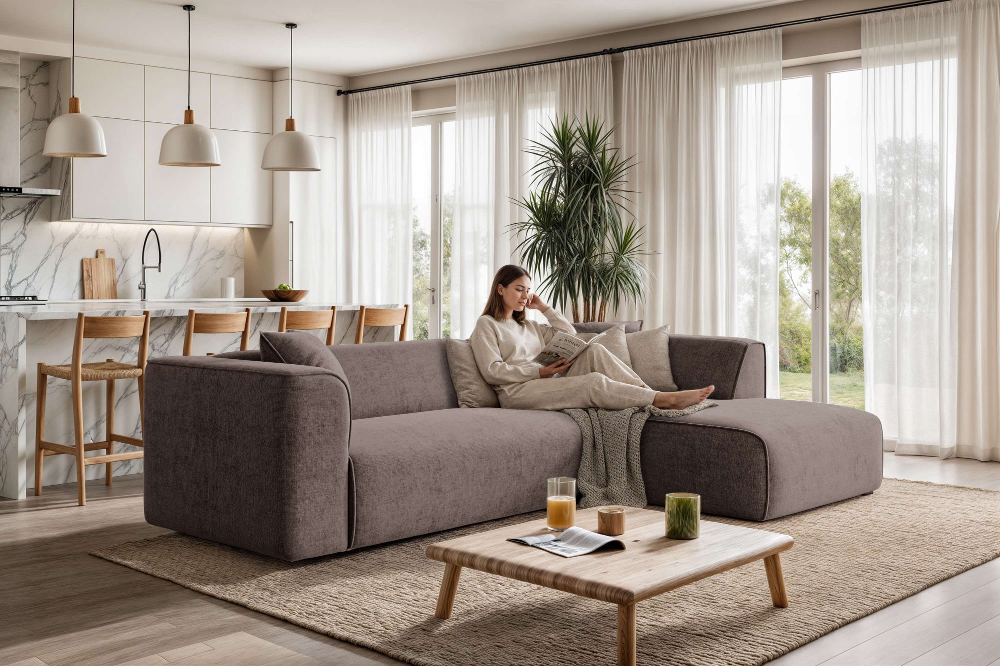OTTO home Ecksofa "Merid L-Form, Sofa-Fix, B: 254 cm - OTTO. Verlässliche Qualität." Ottomane rechts/links, belastbar bis 460kg, nicht modulare Sofa