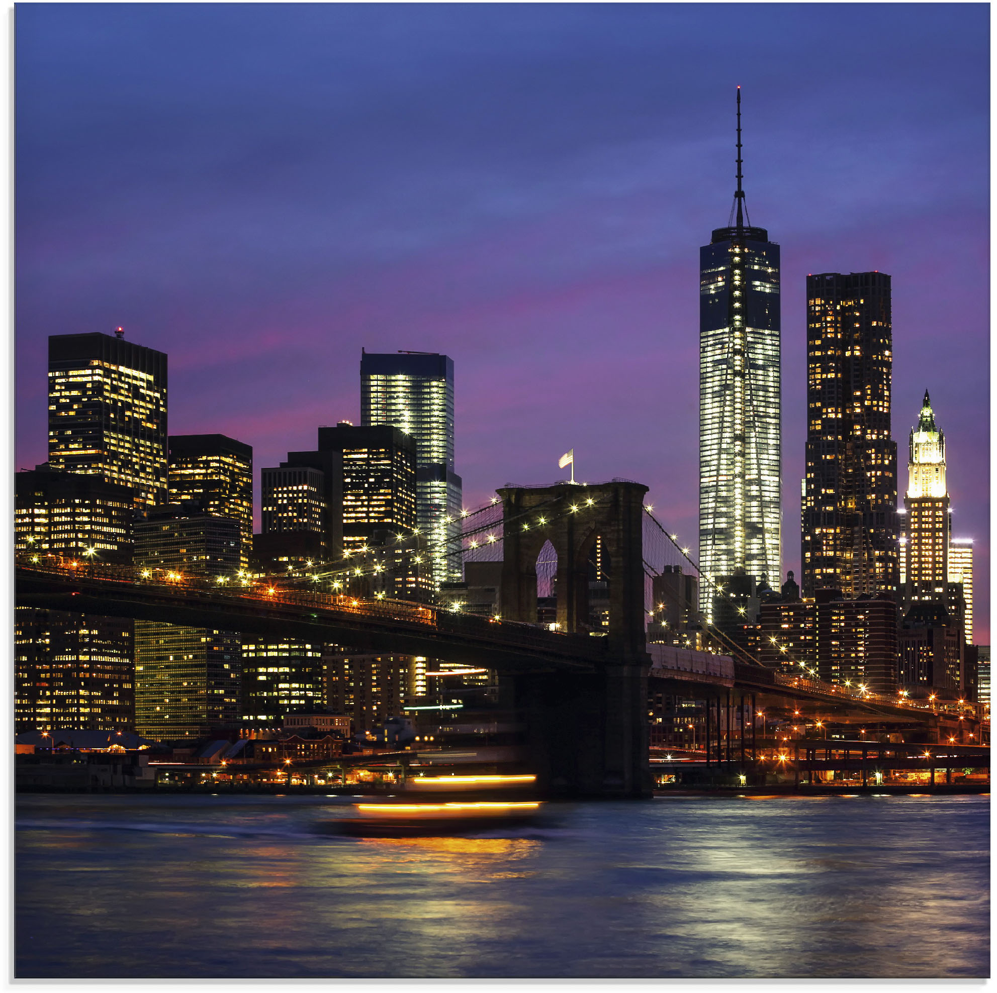 Artland Glasbild "Brooklyn Bridge" Amerika 1 Stk. tlg. in verschiedenen Größen