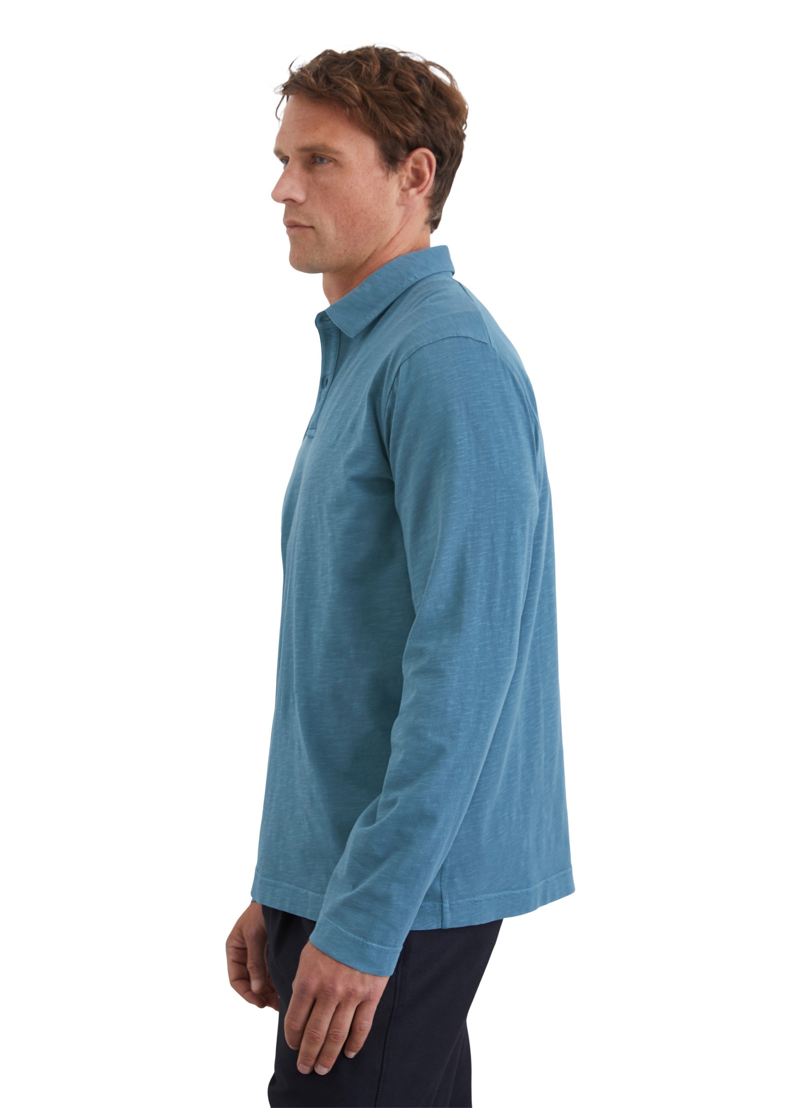 Marc O'Polo Langarm-Poloshirt »in softem Slub-Jersey«