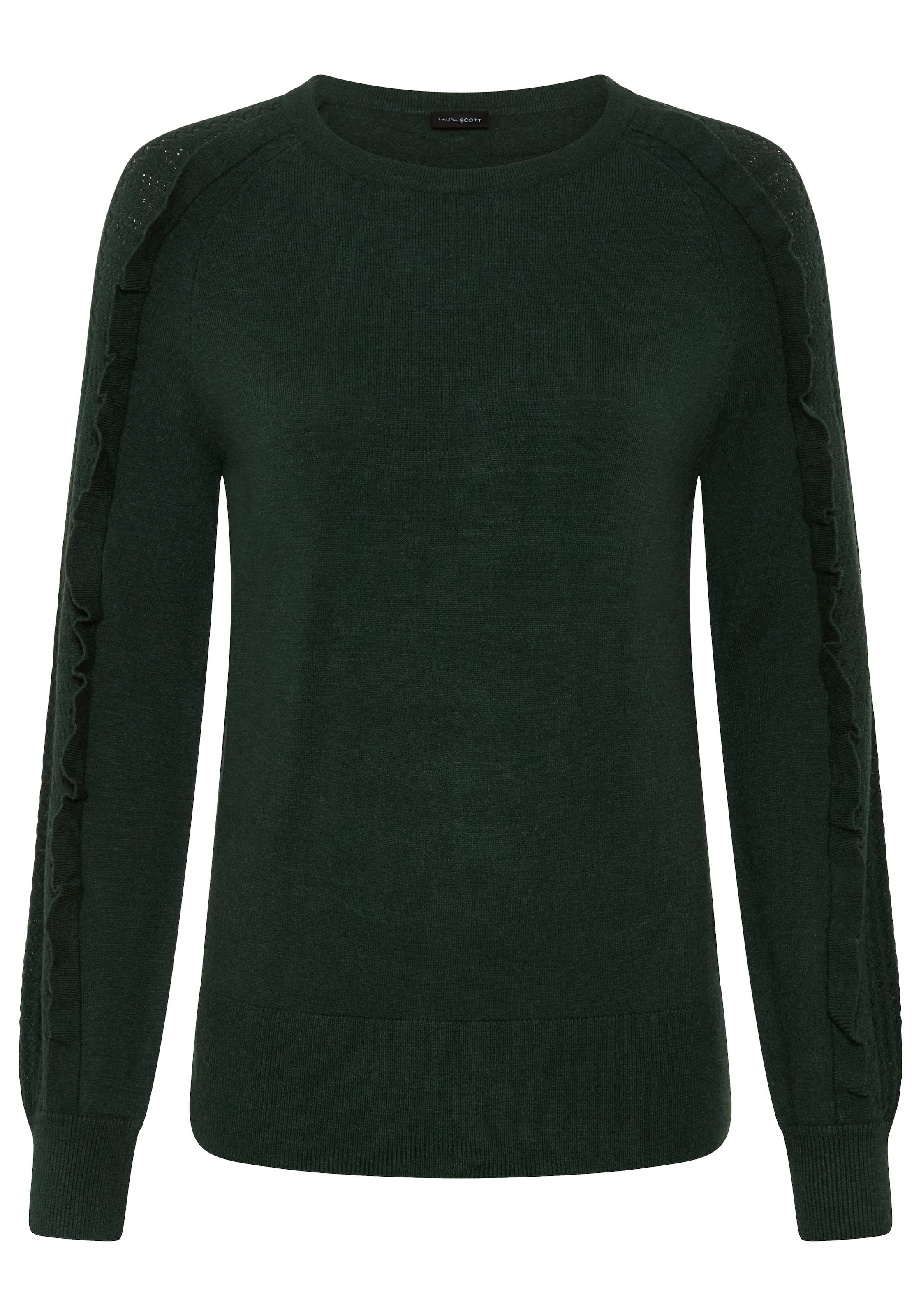 Laura Scott Strickpullover »mit femininem Ajourstrickmuster« mit figurumspielender Passform