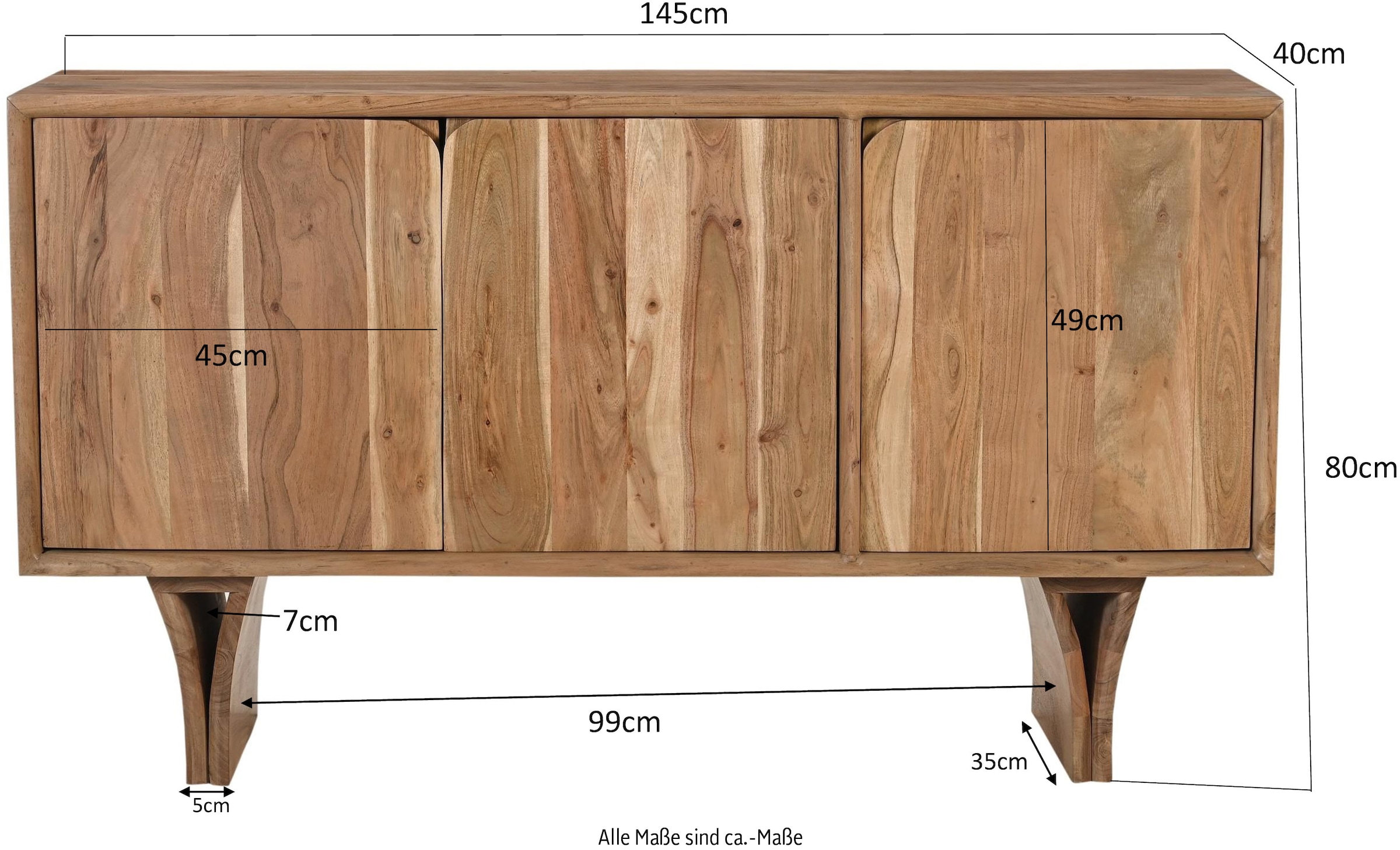 SIT Sideboard »ACACIA WAVE« 1 Stk. tlg. extravagantes Holzwangengestell