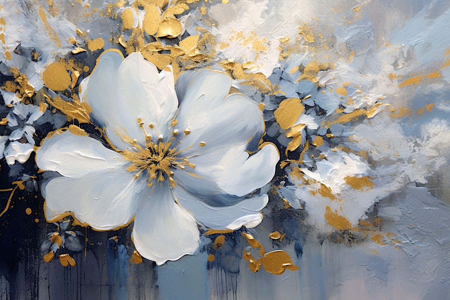 queence Leinwandbild "The golden Flower" Blumen  Blumenbilder  Blätter  Blä günstig online kaufen