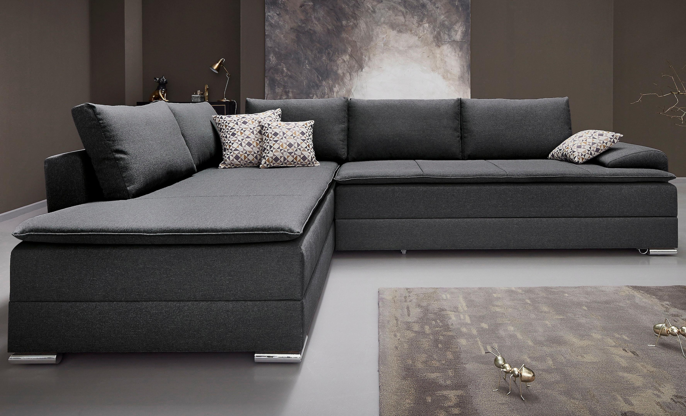 Home affaire Ecksofa "Night & Day L-Form, B: 324 cm, Dauer-Schlaffunktion und Armlehne" Schlaffunktion & Bettkasten, Boxspringbett 180x200 cm