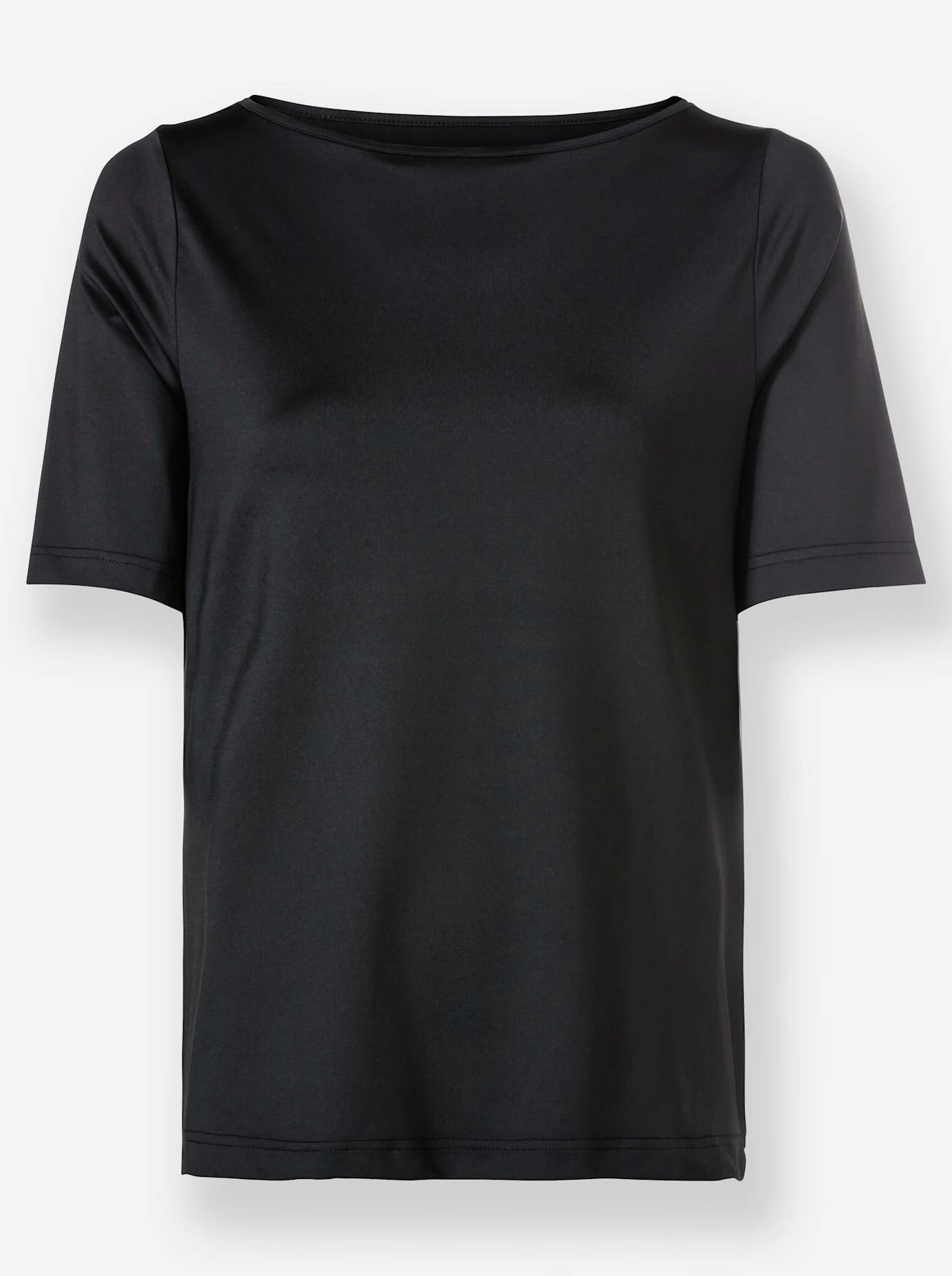 T-Shirt INSPIRATIONEN "Shirt", Damen, Gr. 38, schwarz, 90% Polyamid, 10% Elasthan, unifarben, U-Boot-Ausschnitt, Shirts T-Shirt 3