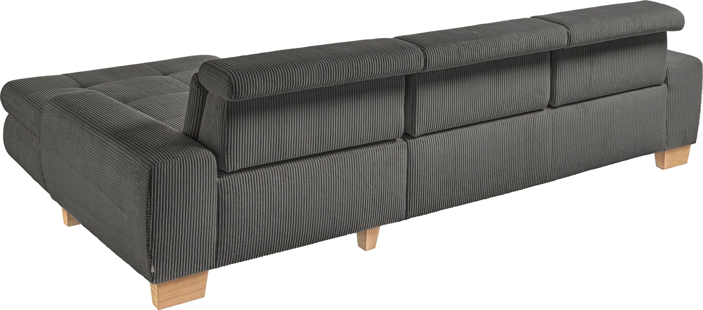 set one by Musterring Ecksofa »SO 3400 Sitzhöhe 47cm oder 49cm, Sitztiefe verstellbar, B/T: 307/195cm«, whlw. mit Funktion, Kaltschaum, in Cord, anthrazit, Sitzhöhe 47