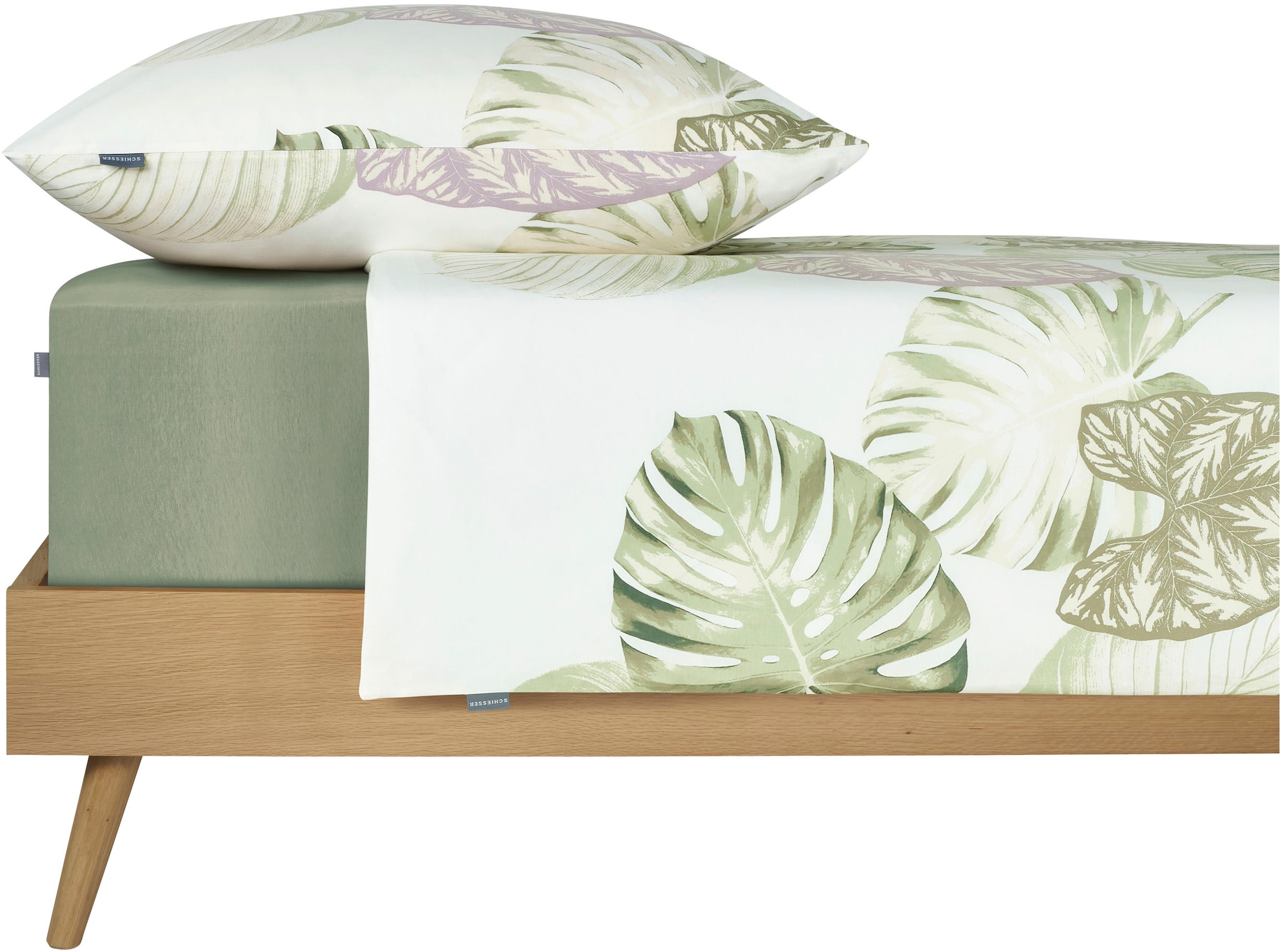 Schiesser Bettwäsche »Bretta aus weicher Baumwolle mit filigranem Palmwedel-Muster«, Made in Green