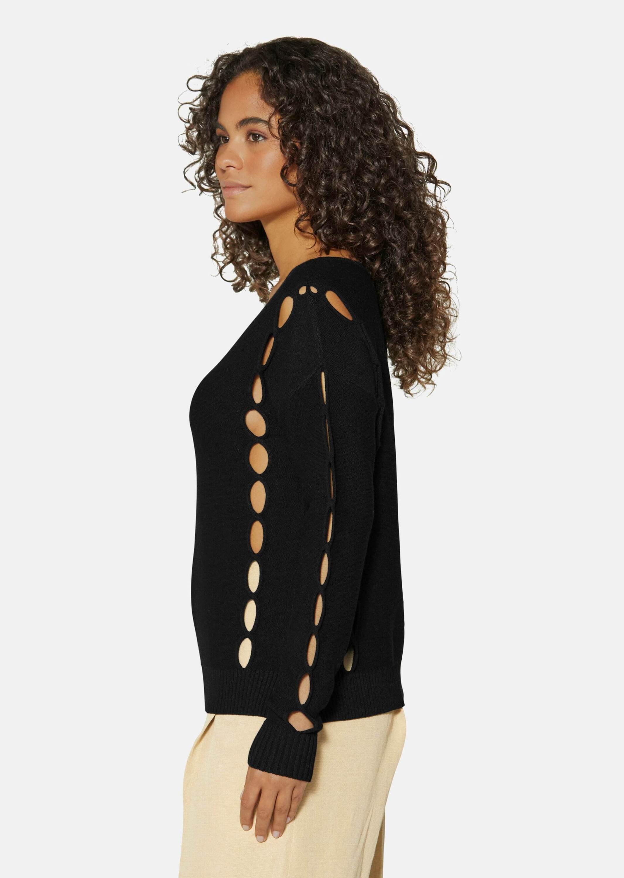 MADELEINE Longpullover »Pullover Strickpullover mit Cut-Outs und V-Ausschnitt«