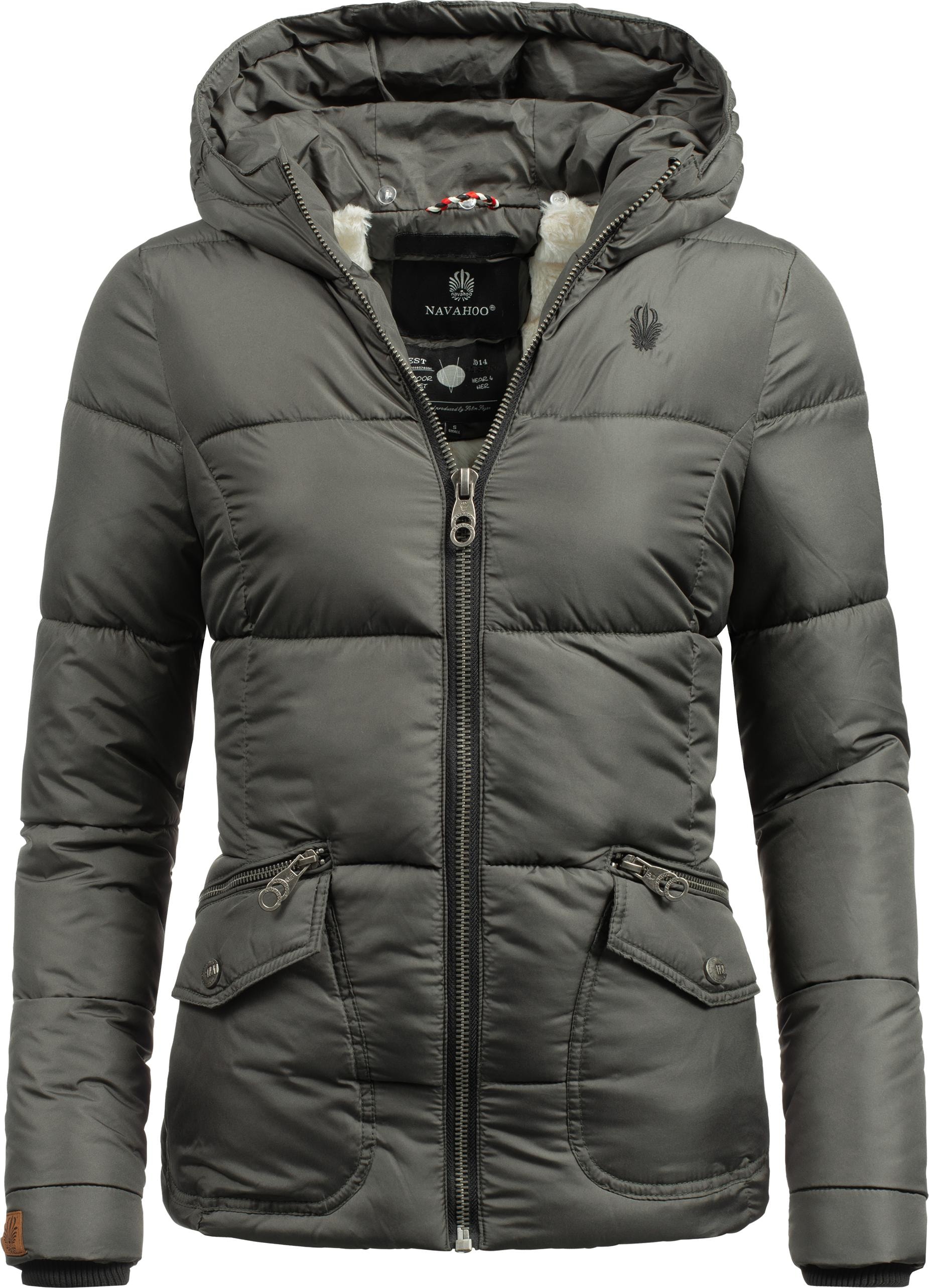 Navahoo Winterjacke »Megan«, mit Kapuze, stylische Damen Steppjacke mit Teddyfutter