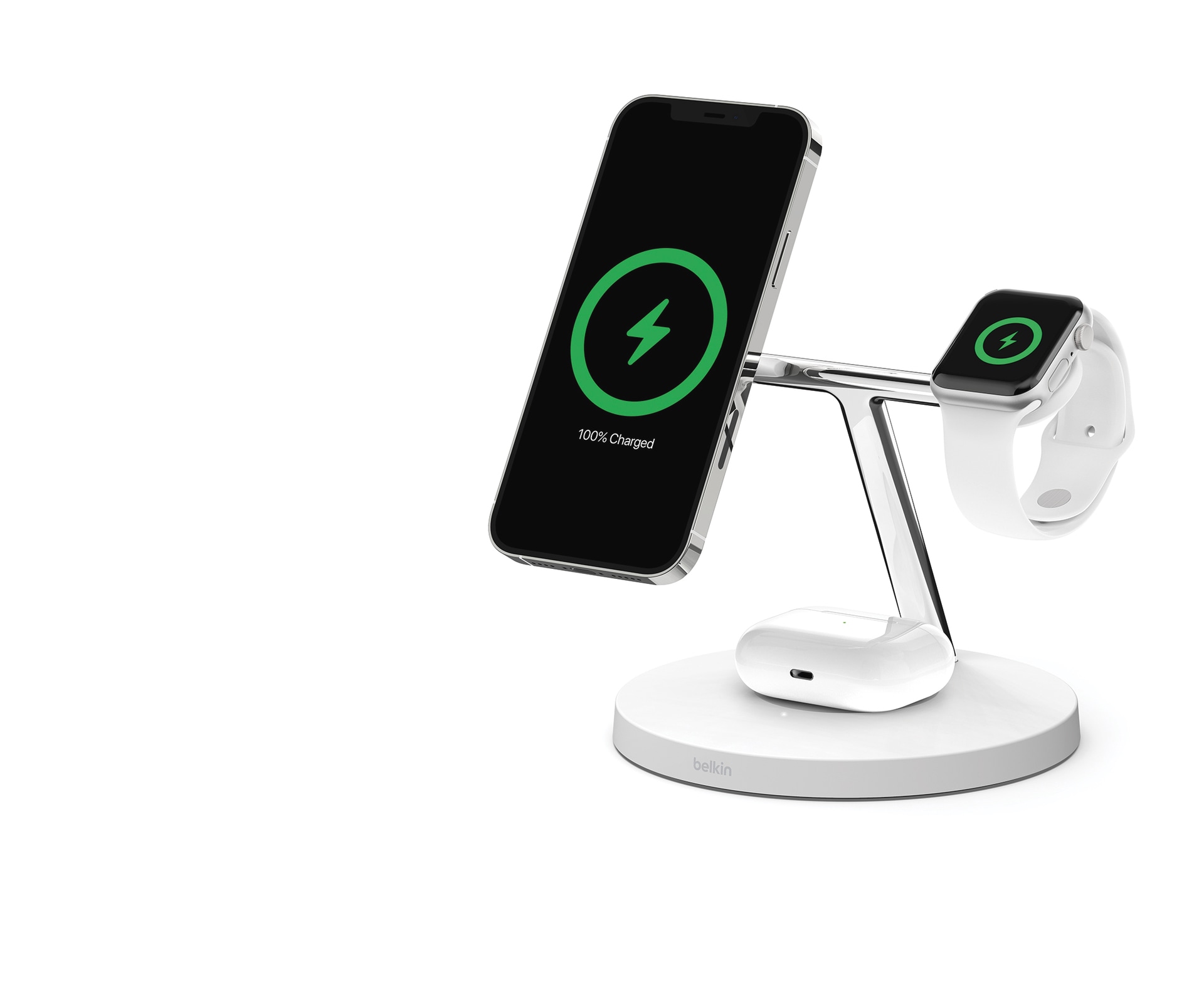 Belkin Wireless Charger »BoostCharge Pro«, Kabelloses 3-in-1 Ladegerät mit Qi2 für iPhone 16/15/14/13/12