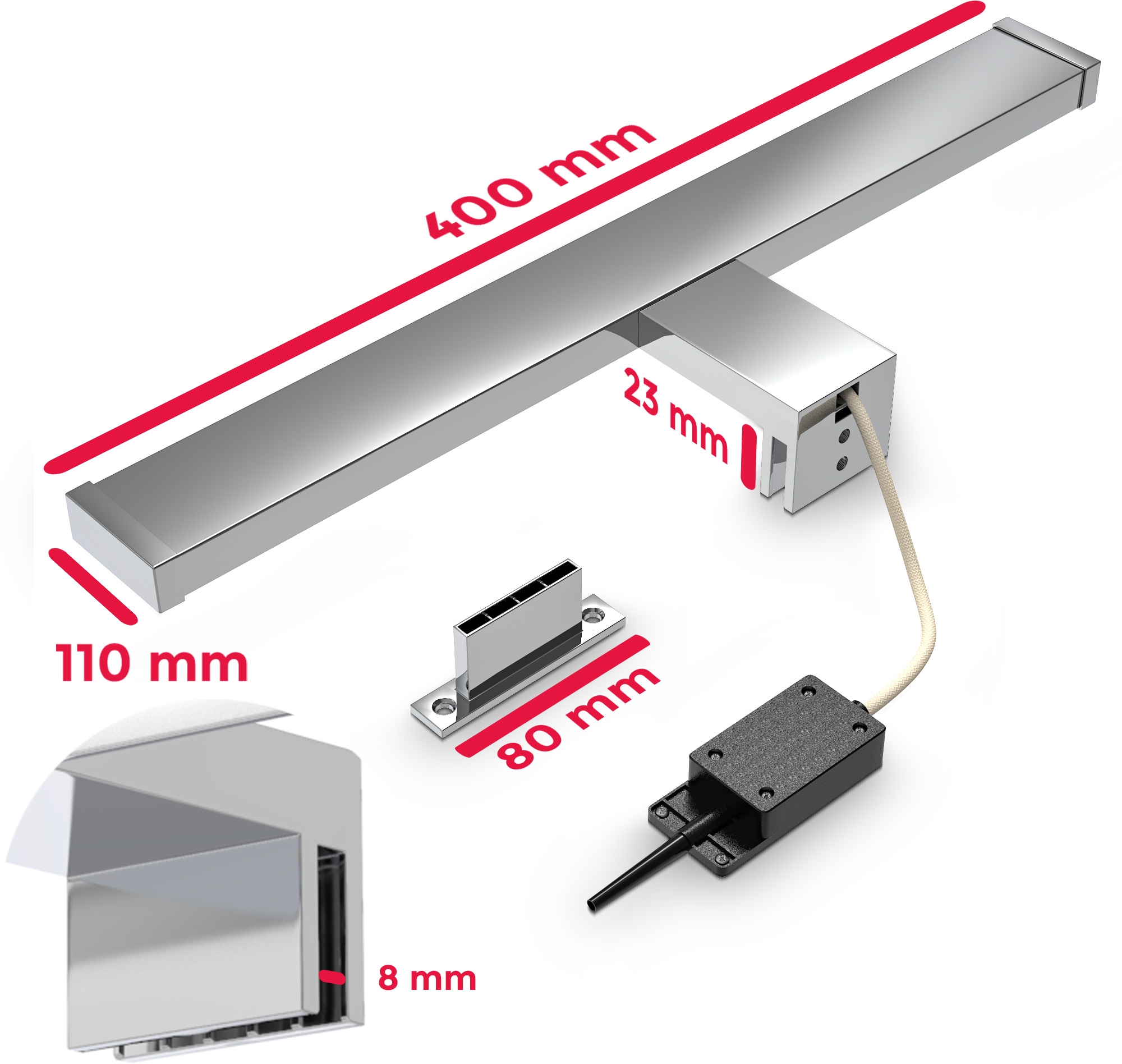 B.K.Licht Spiegelleuchte, 1 flammig-flammig, Spiegellampe, Badlampe, Schminklicht, neutral-weiß, 600 Lumen, IP44